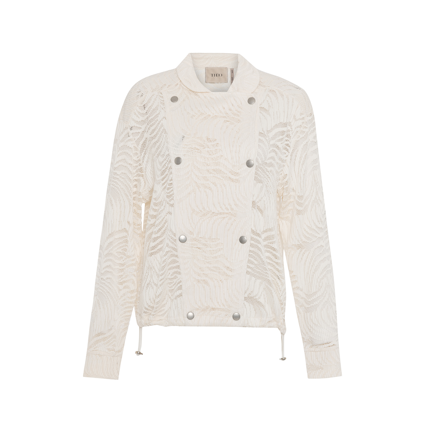 Theo The Label Artemis Fern Lace Bomber Jacket In White