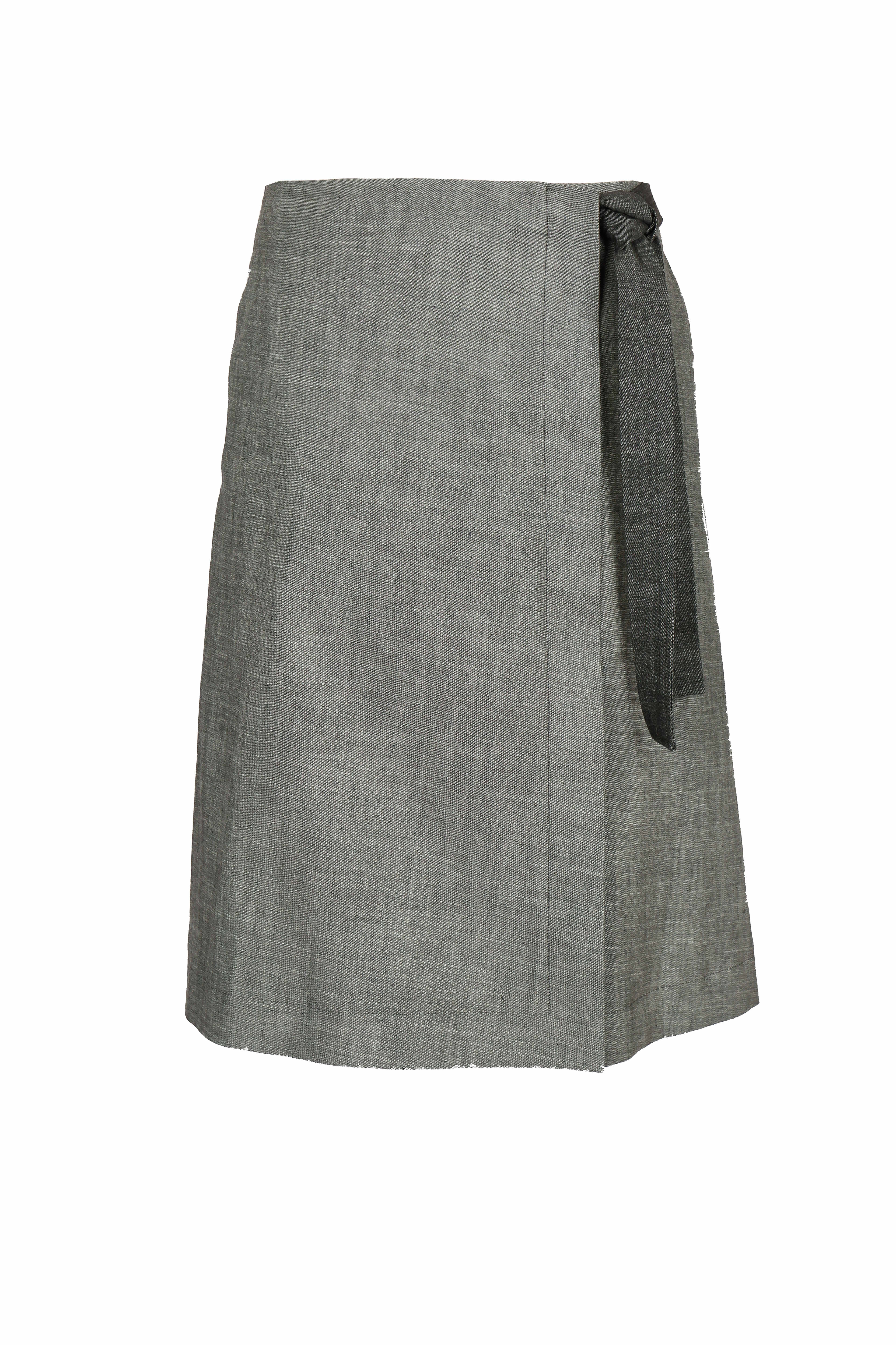 Yibri Women's Green Two Toned Denim Wrap Skirt