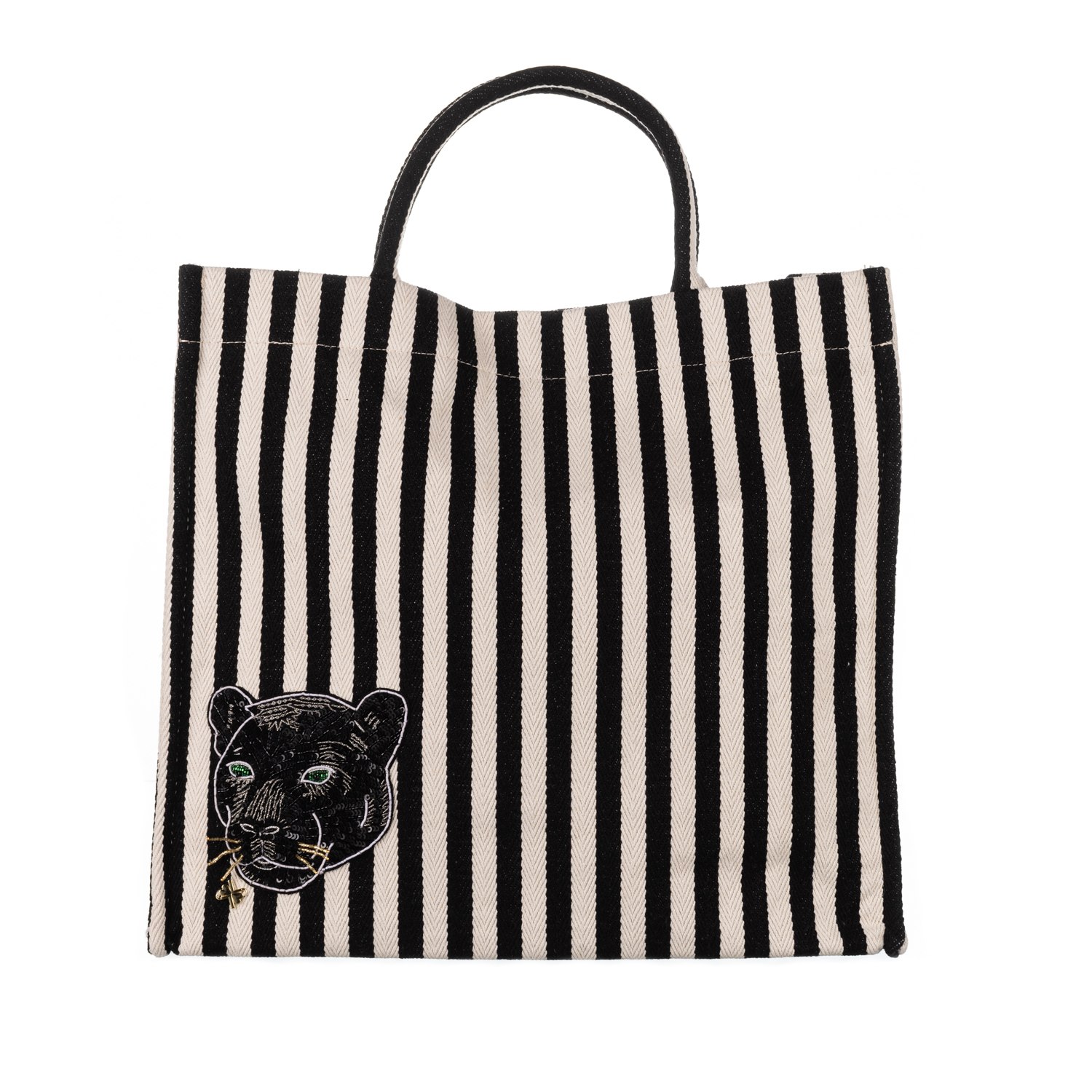 Women’s Black / White Laines Couture Hand Embellished Black Panther Large Tote Bag - Black & Cream One Size Laines London