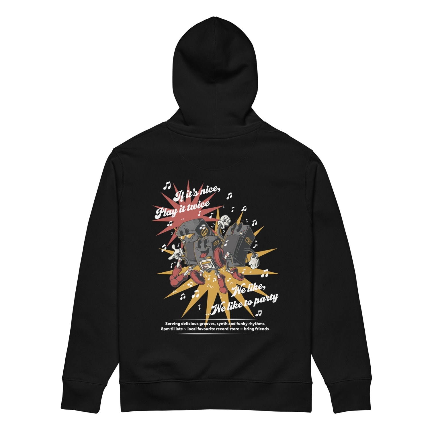 Anchor & Crew Black If It's Nice Play It Twice Disco! Organic Cotton Embroidered Heavyweight Hoodie - Women