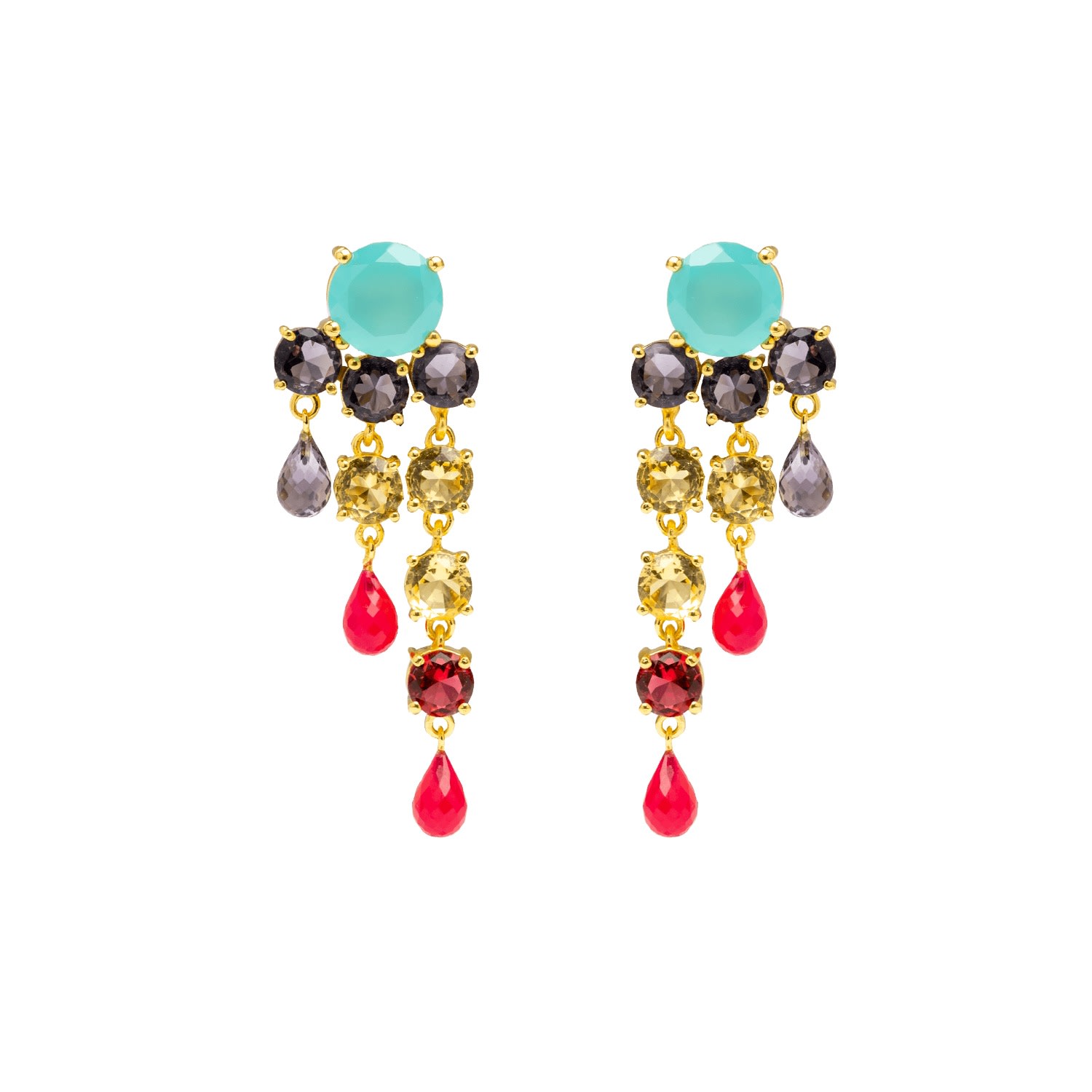 Women’s Blue / Yellow / Orange Pink & Purple Adoration Earrings Lavani Jewels