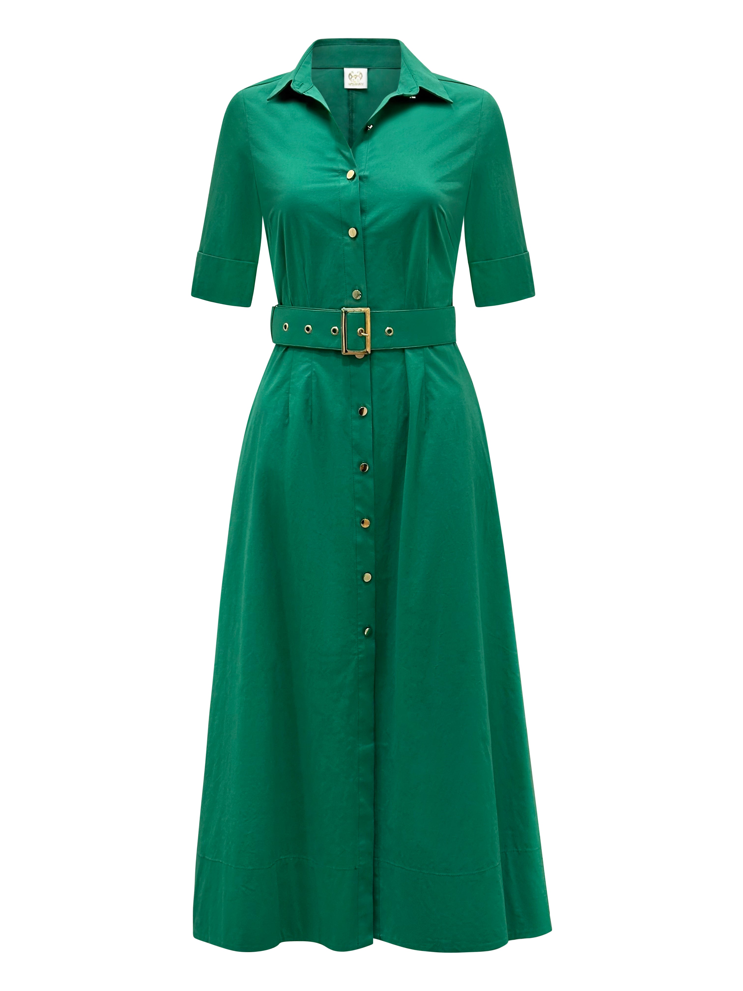 Women&rsquo;s Shirt Dress Midi Green - Kate | Extra Large | Why Mary