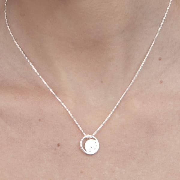 Neola Sterling Silver Eclipse Necklace With White Topaz In Eclipse