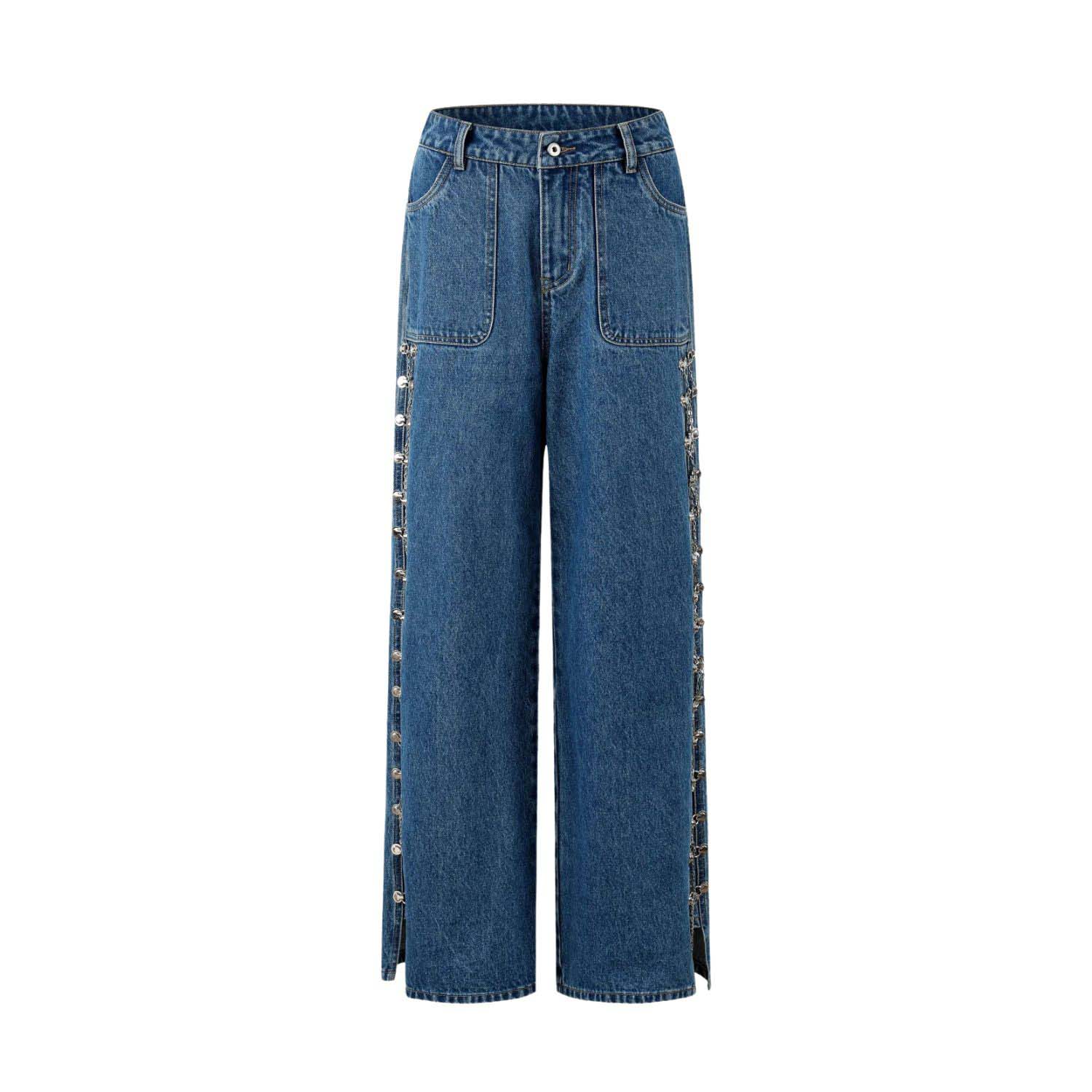 デニム・ジーパン Western Studded Denim Pants Dark Blue Studded jeans dark blue denim | Calliope