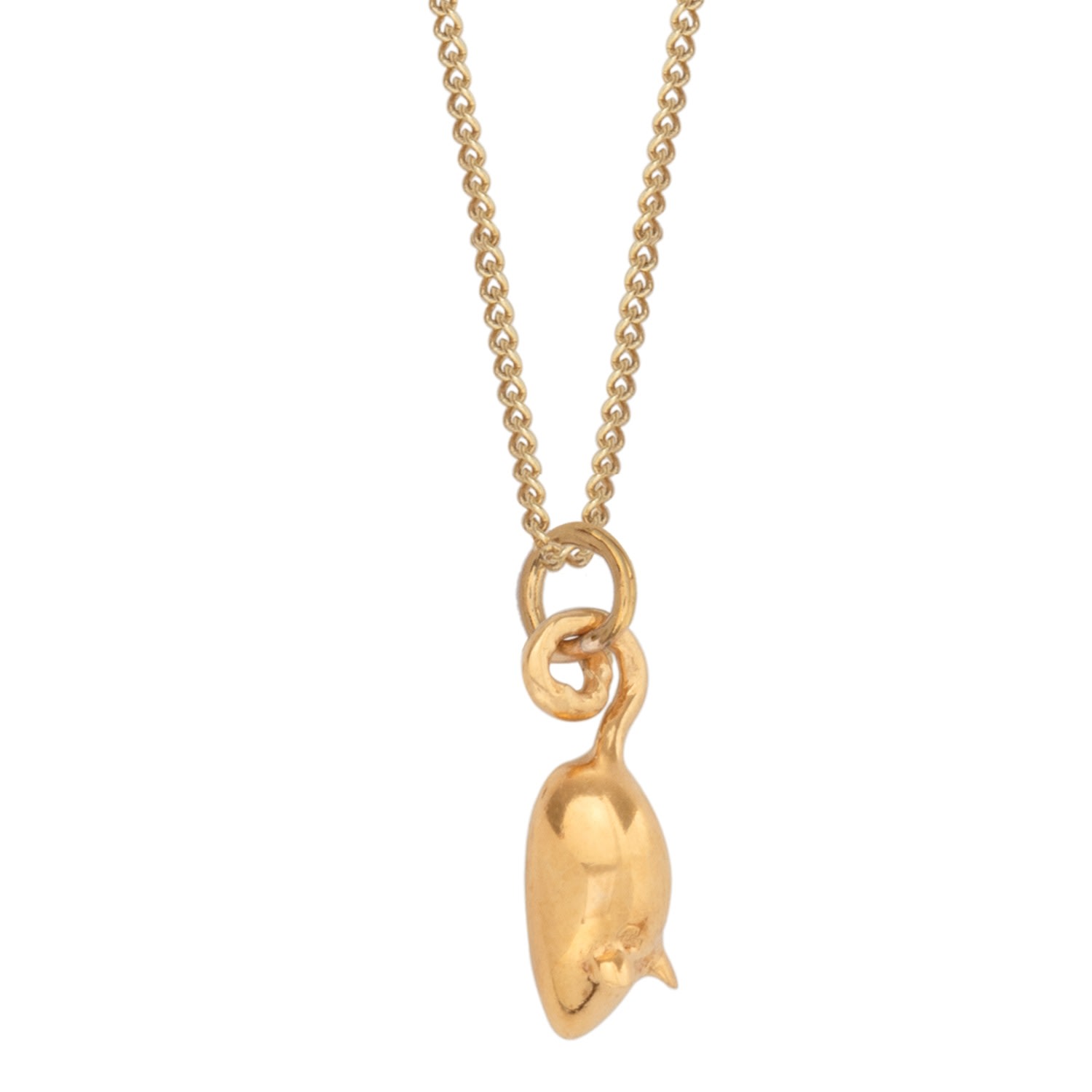 Lime Tree Design Women's Tiny Mouse Charm Necklace Gold Vermeil In Gold