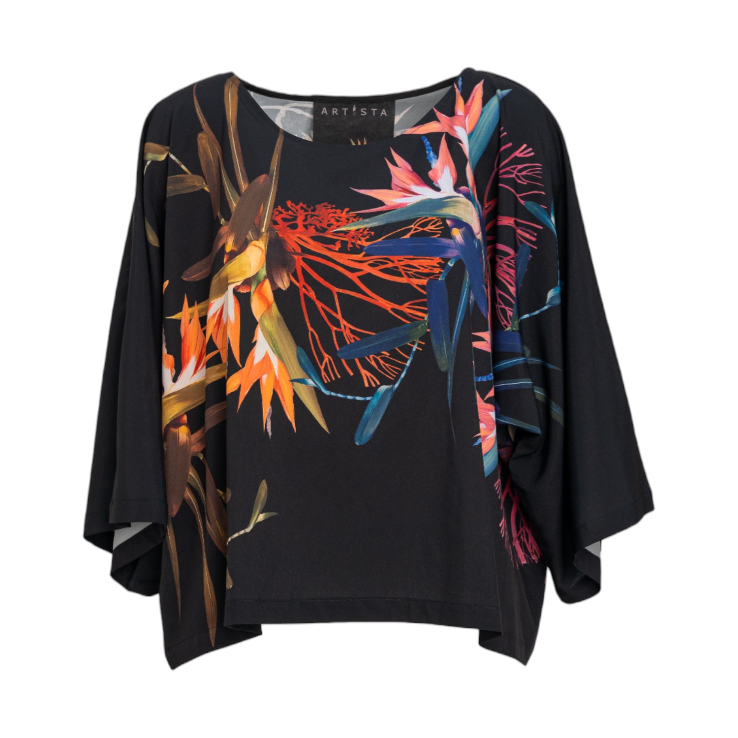 Artista Women's Beauty Vibrant Floral Printed Blouse In Black