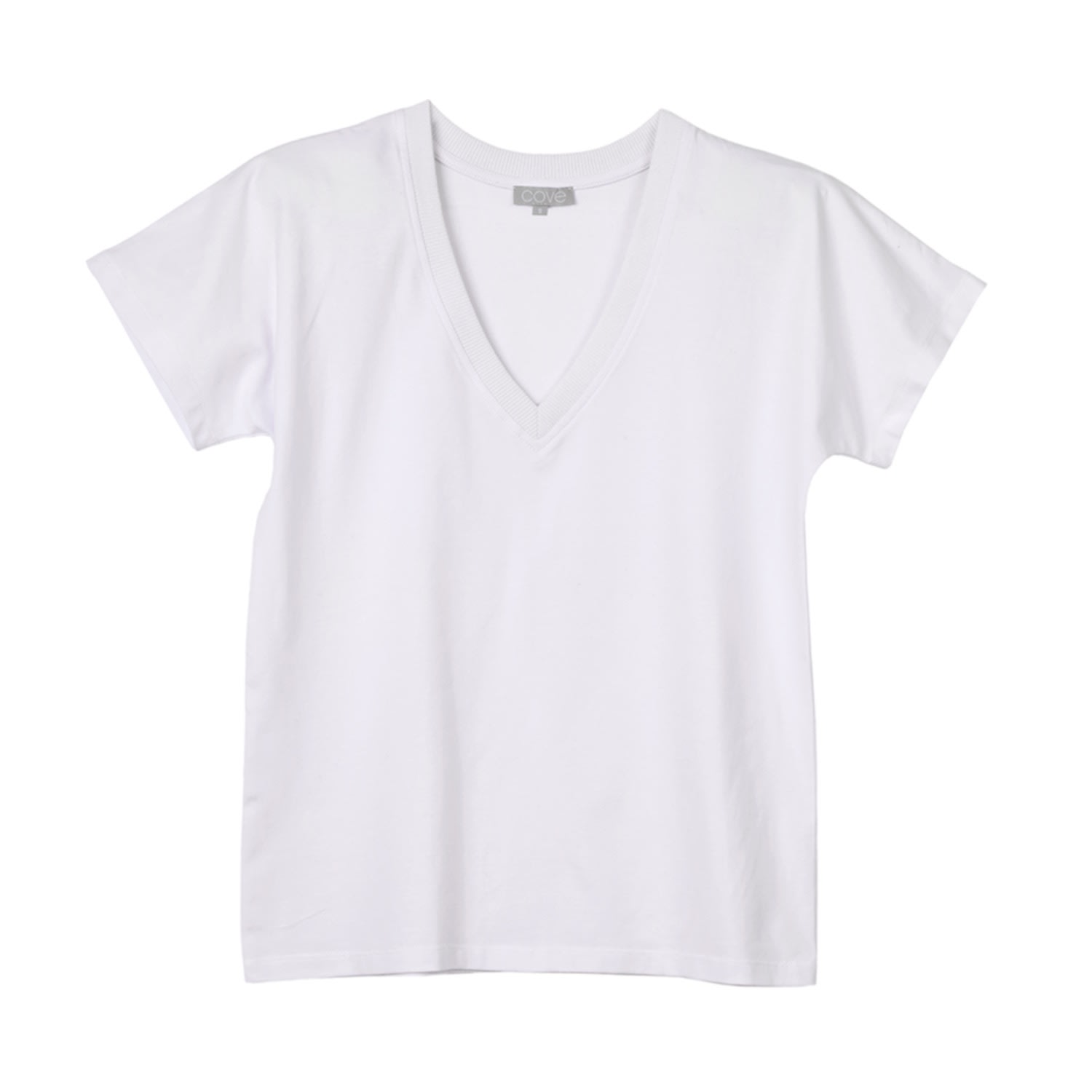 Cove Women's White V Neck Short Sleeve Cotton T-shirt