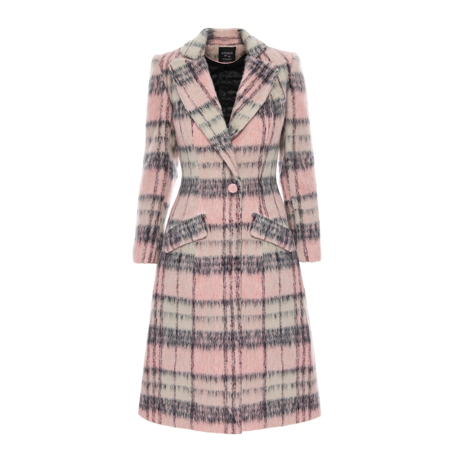 Women’s Pink / Purple Long Fuzzy Check Wool Coat Extra Small Avenue no.29