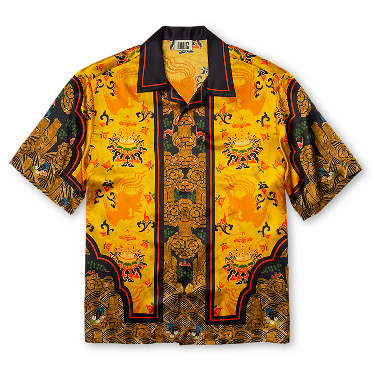 Men’s Yellow / Orange Short-Sleeved Traditional Silk Shirt In Yellow Large Ning Dynasty