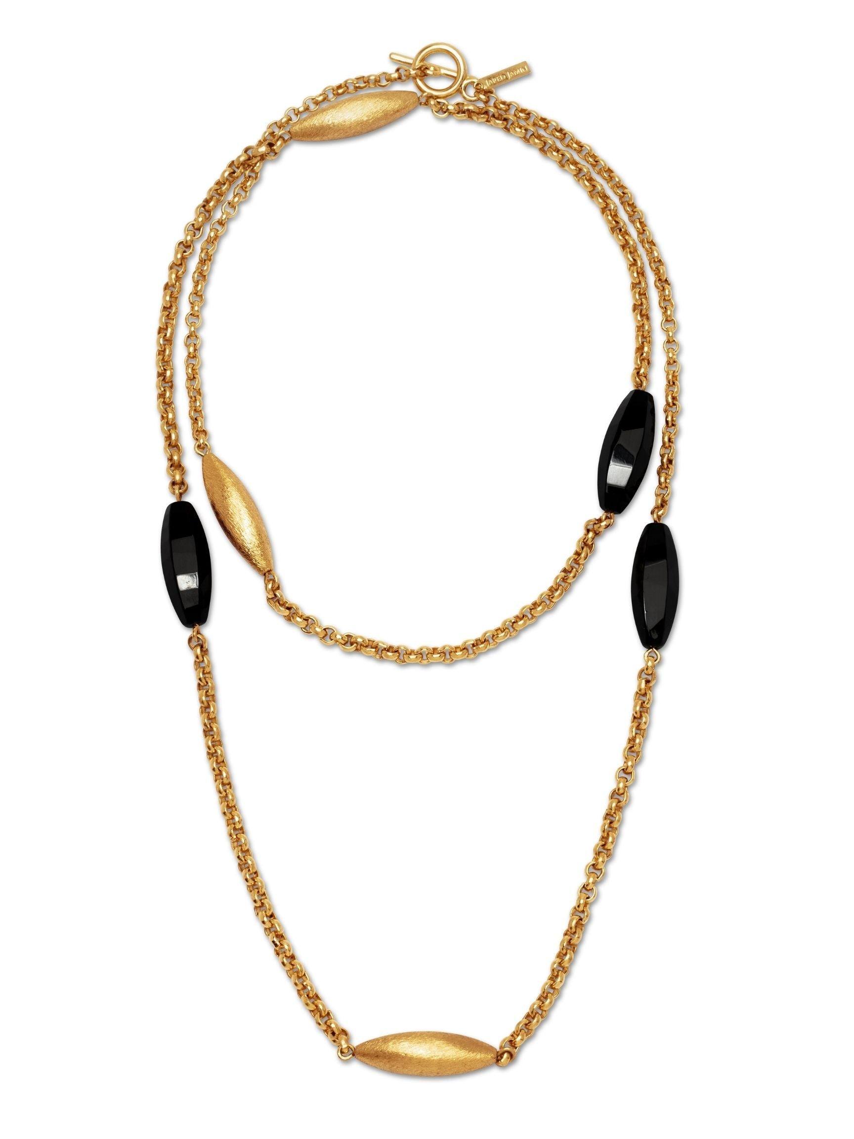 Jaredjamin Women's Black / Gold Zeppelin Luna Onyx  Chain Necklace