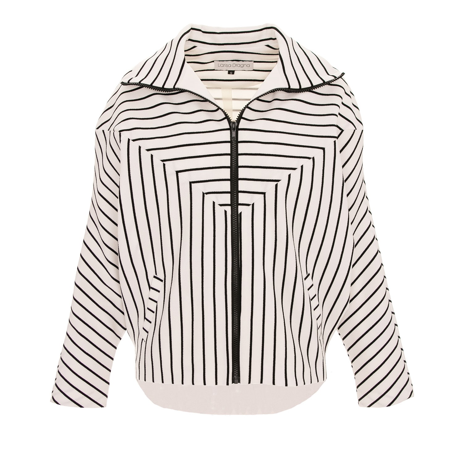 Larisa Dragna Women's Black / White Striped Bomber Jacket In Black/white