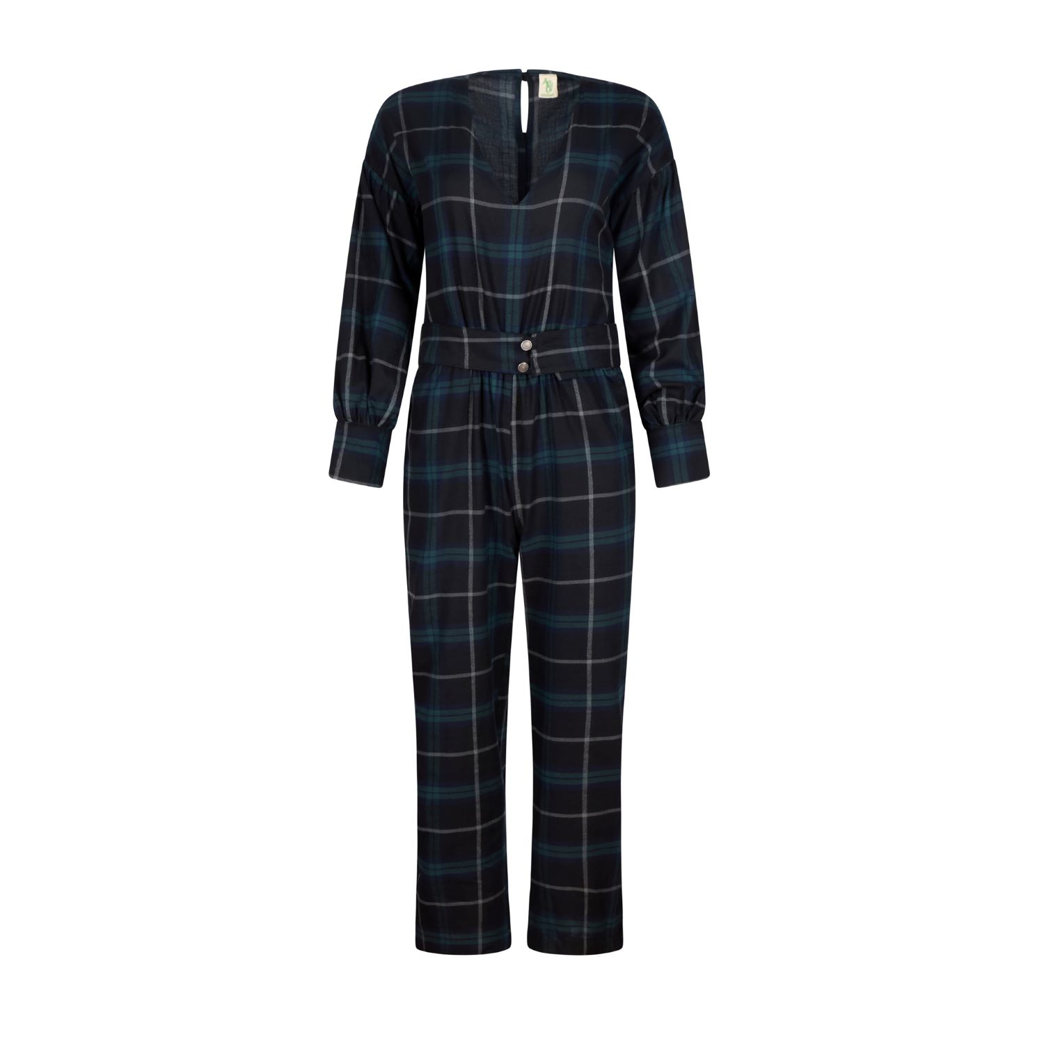 Numbat Women's Blue / Green / Grey Hazel Tartan Jumpsuit With Belt In Blue/green/grey