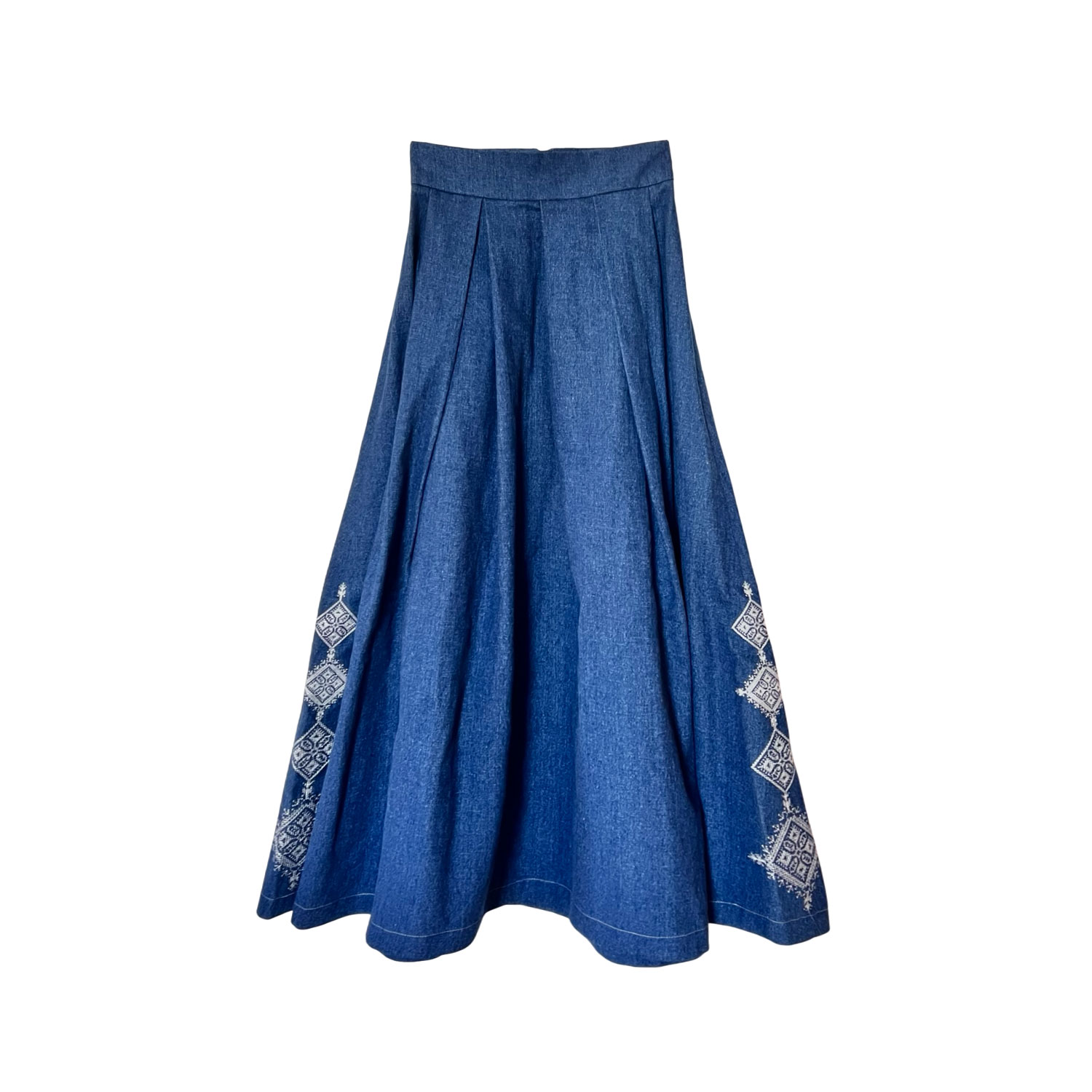L2r The Label Women's Embellished Emberloom Maxi Skirt In Ciel Blue Denim