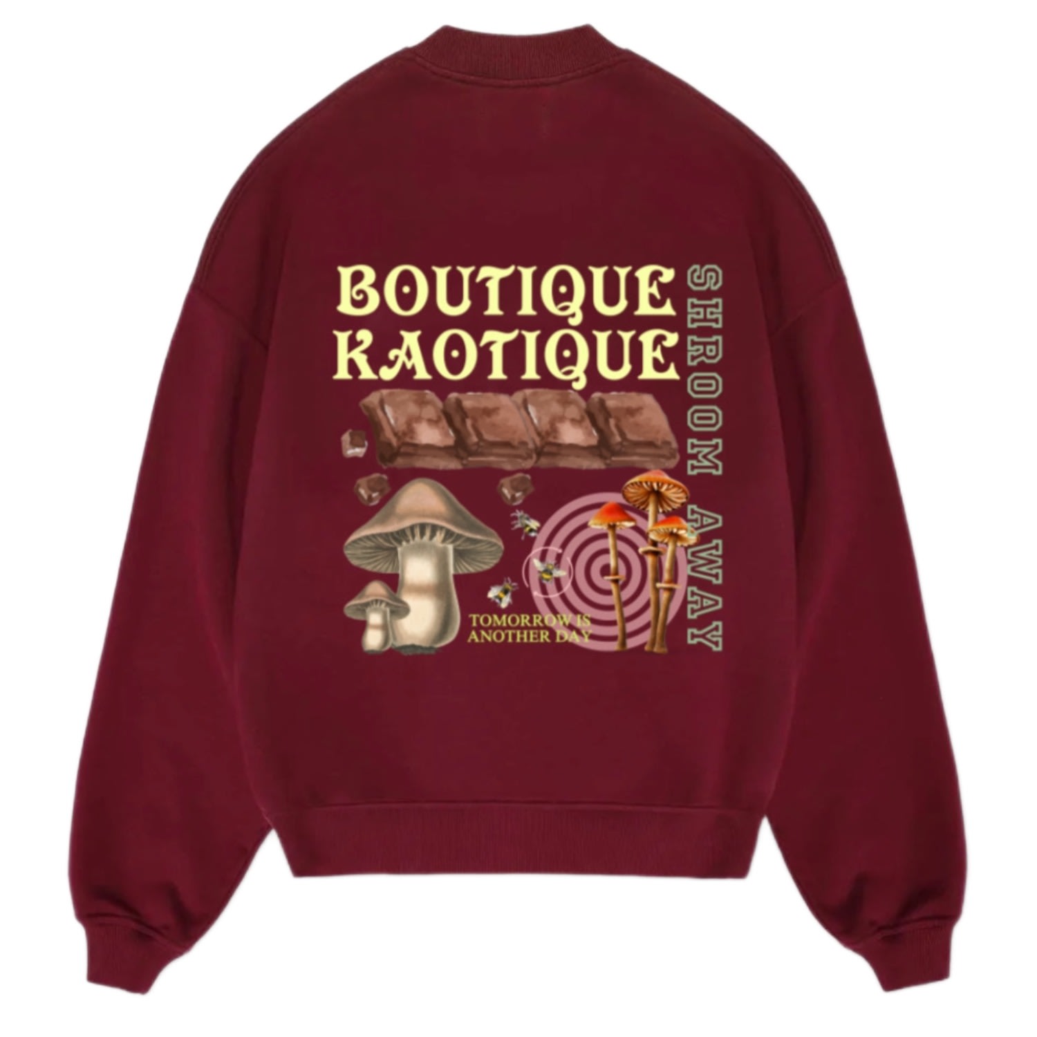 Women’s Red Shroom Away Burgundy Organic Cotton Sweatshirt Extra Small Boutique Kaotique