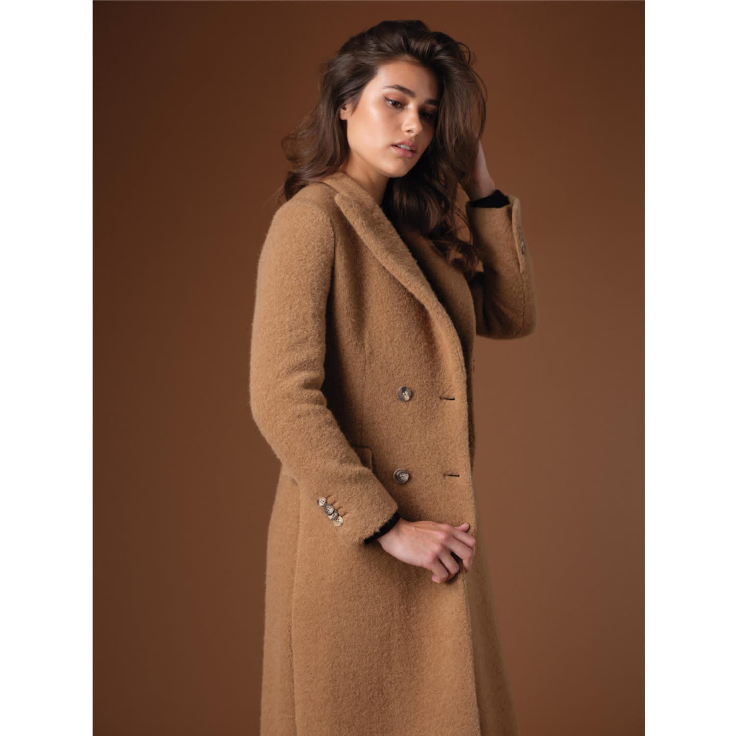 Camel Double Breasted Coat | Vulto | Wolf & Badger