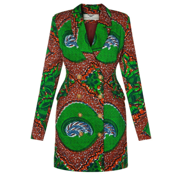 african print blazer dress