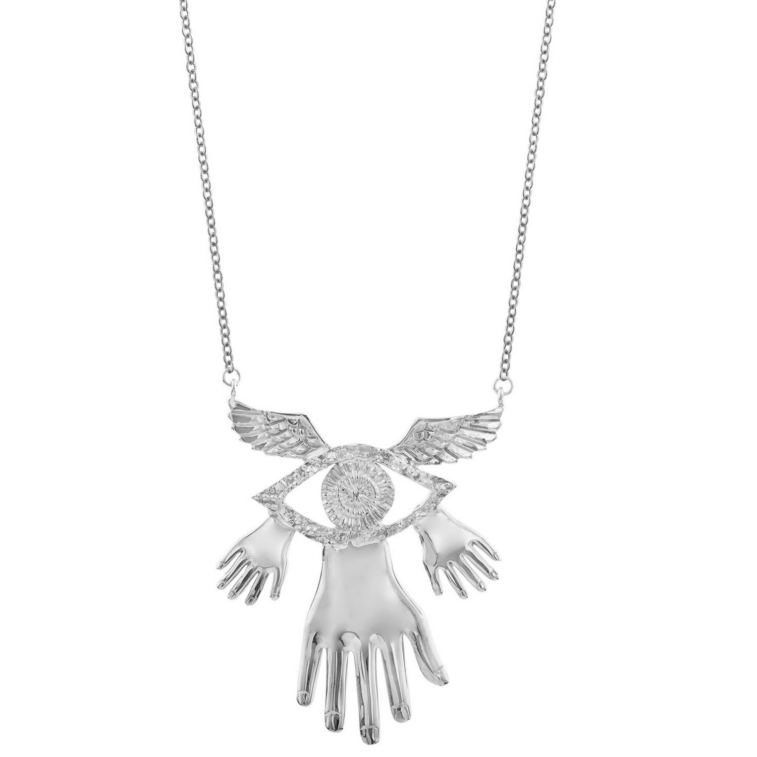 Sophie Simone Designs Women's Silver Necklace Hands Wings Eye In Silver