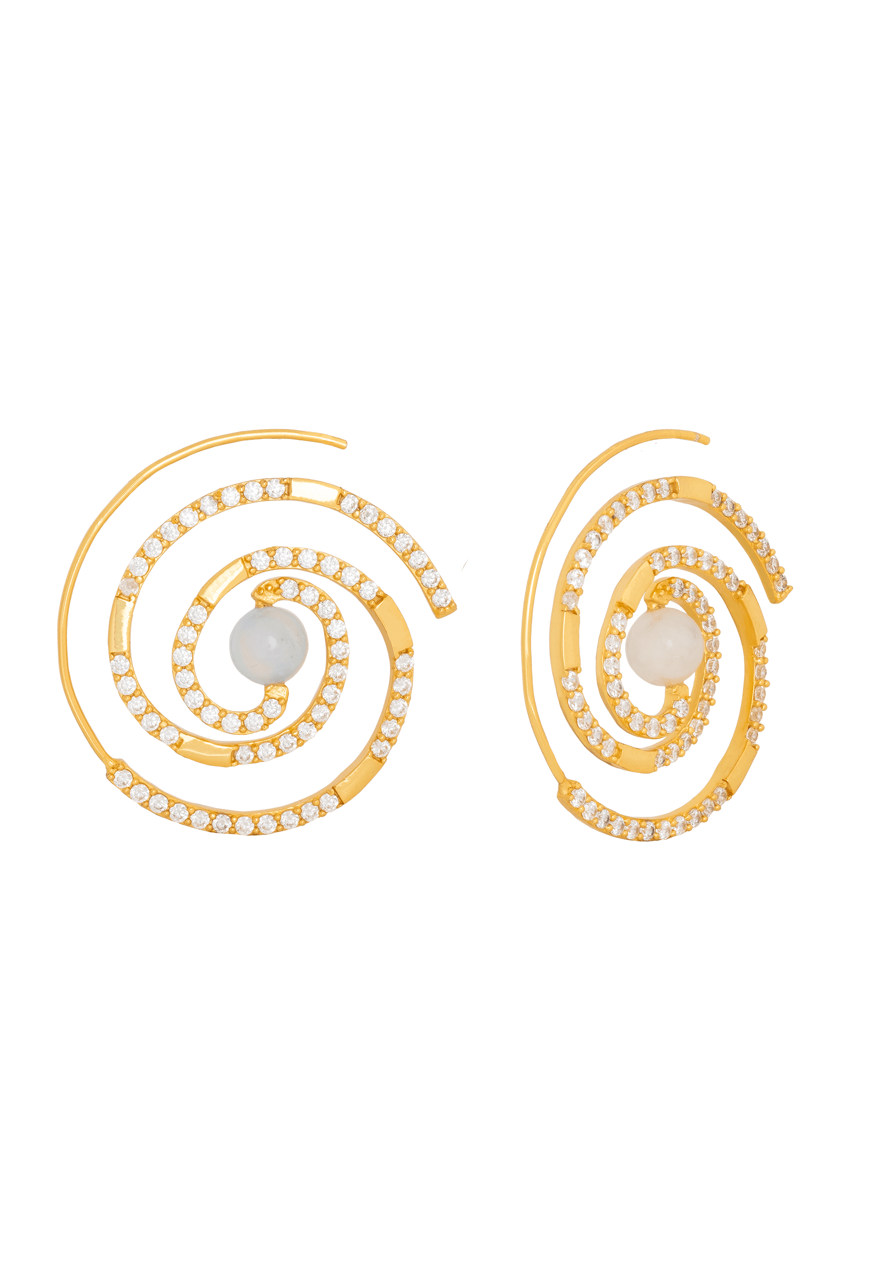 Women’s Gold / White Helia Hoop Earrings Lavani Jewels