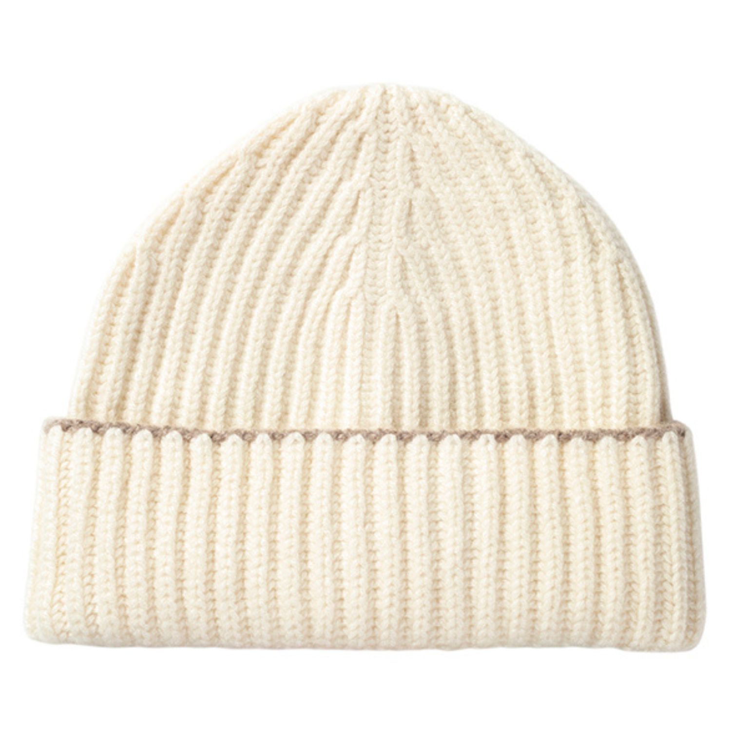 Kinalba White / Neutrals Ladies White Chunky Ribbed Cashmere Beanie Hat In White