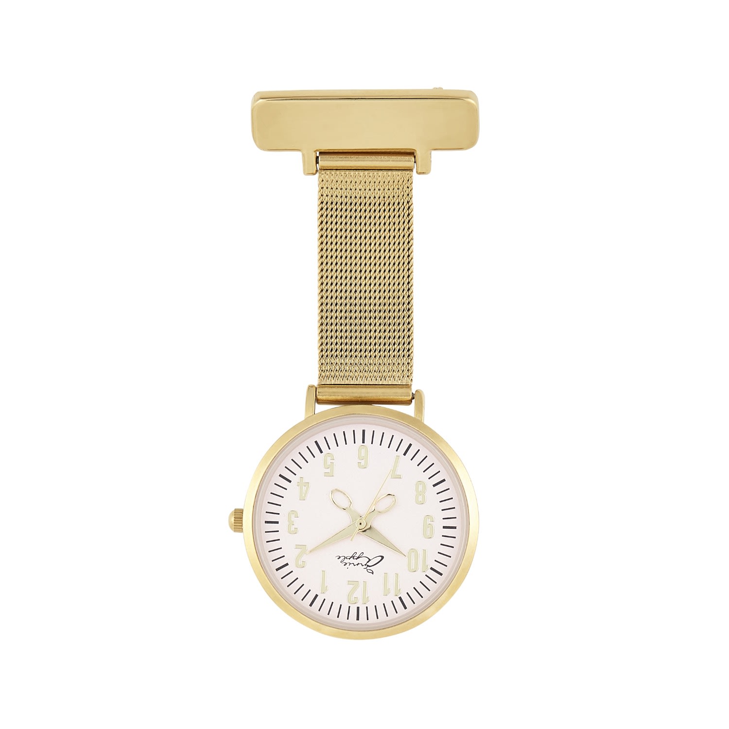 Bermuda Watch Company Women's Annie Apple Blush Pink & Gold Mesh Nurse Fob Watch In Gold