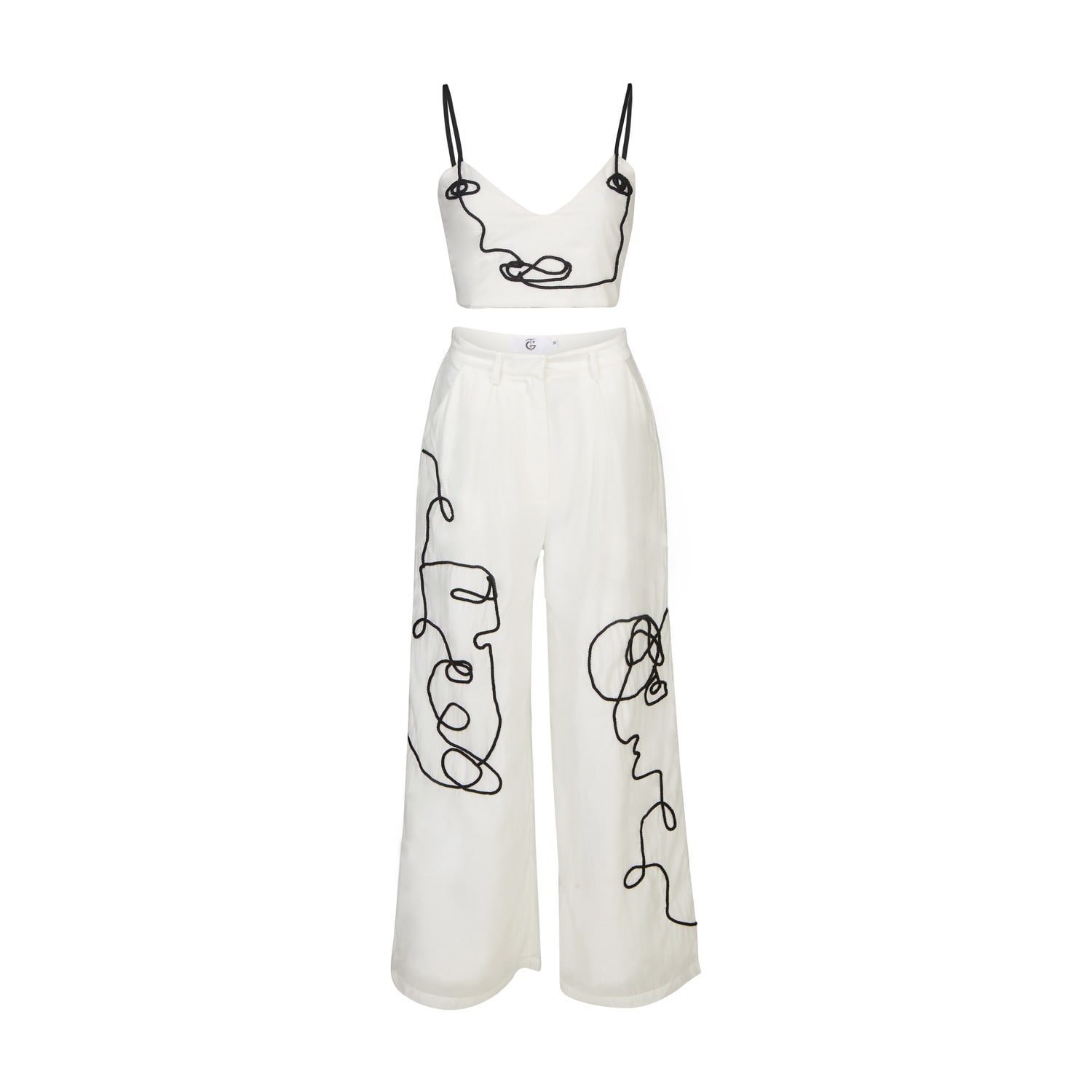 Thegtfashion White / Black Artsy Embroidered Set In Multi