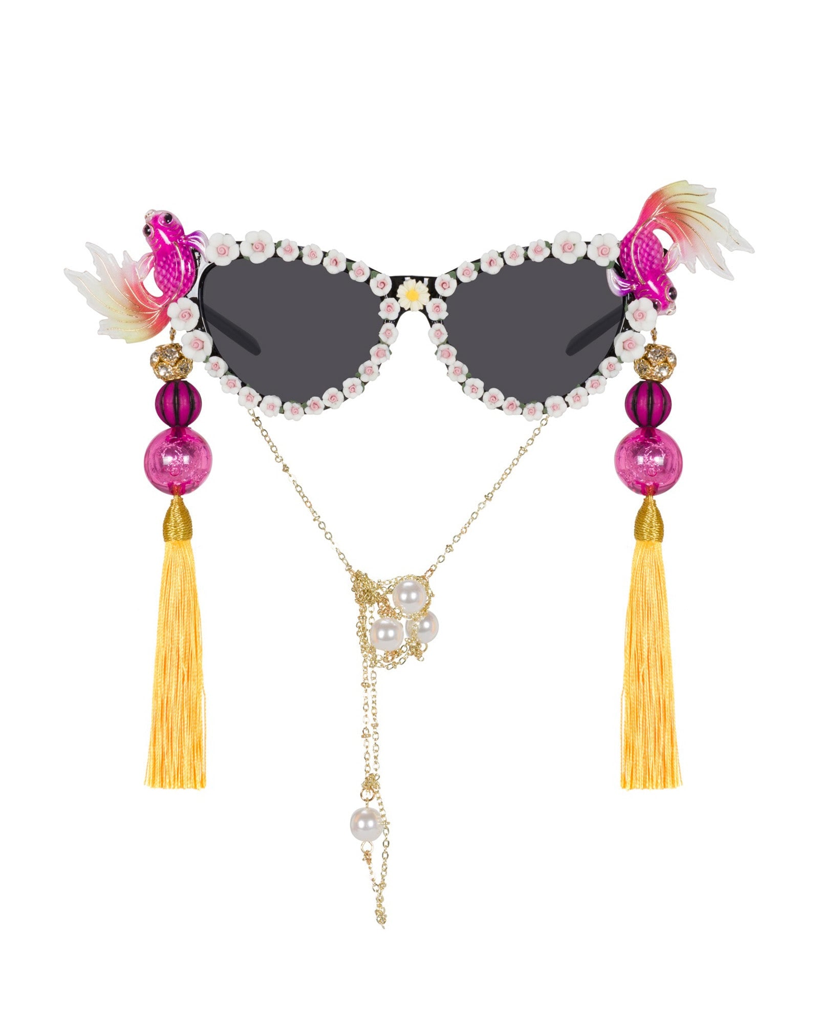 Meghan Fabulous Women's Black / Pink / Yellow Geisha Goddess Sunglasses In Black