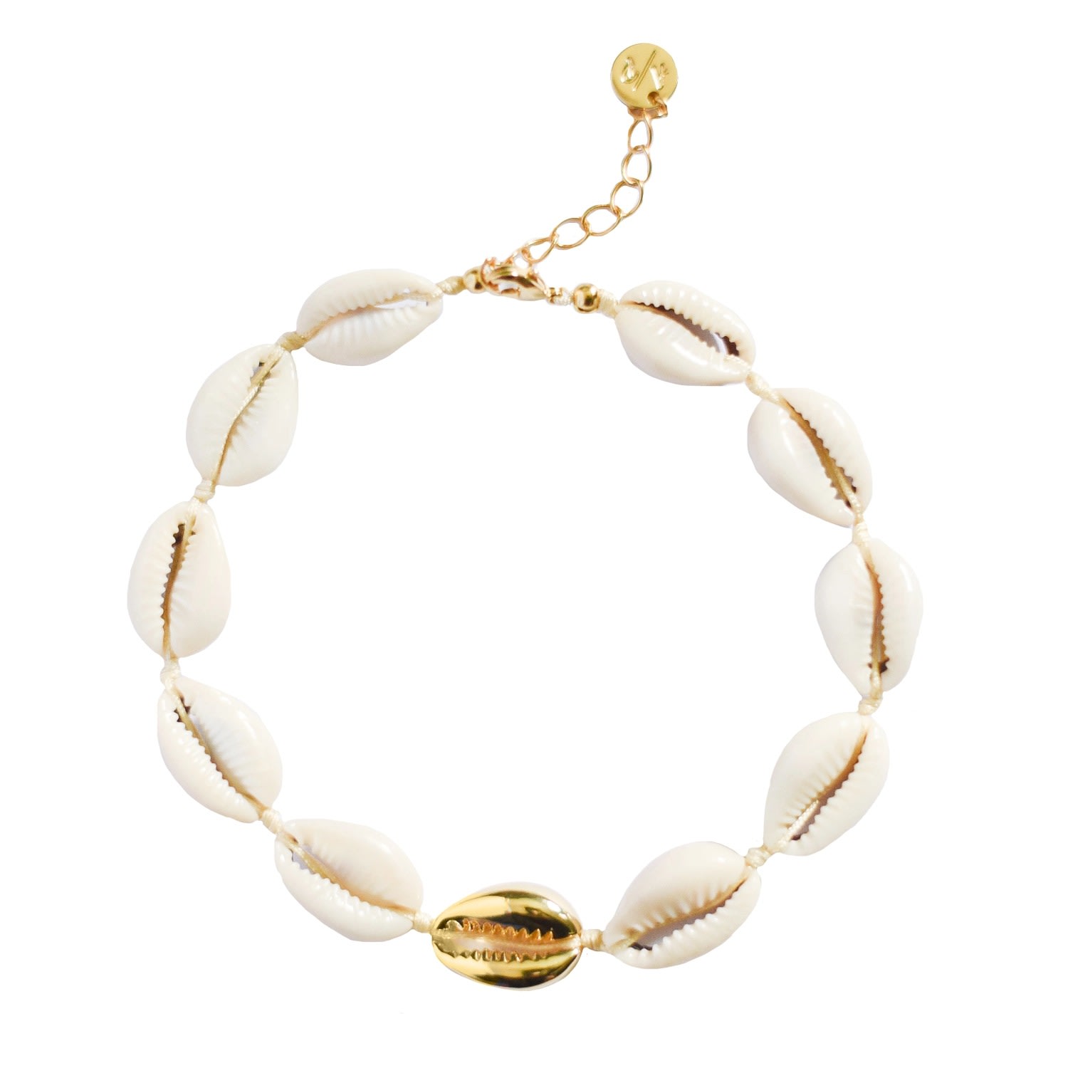 Adriana Pappas Designs Women's White Single Mini Shell Anklet - Gold Plated