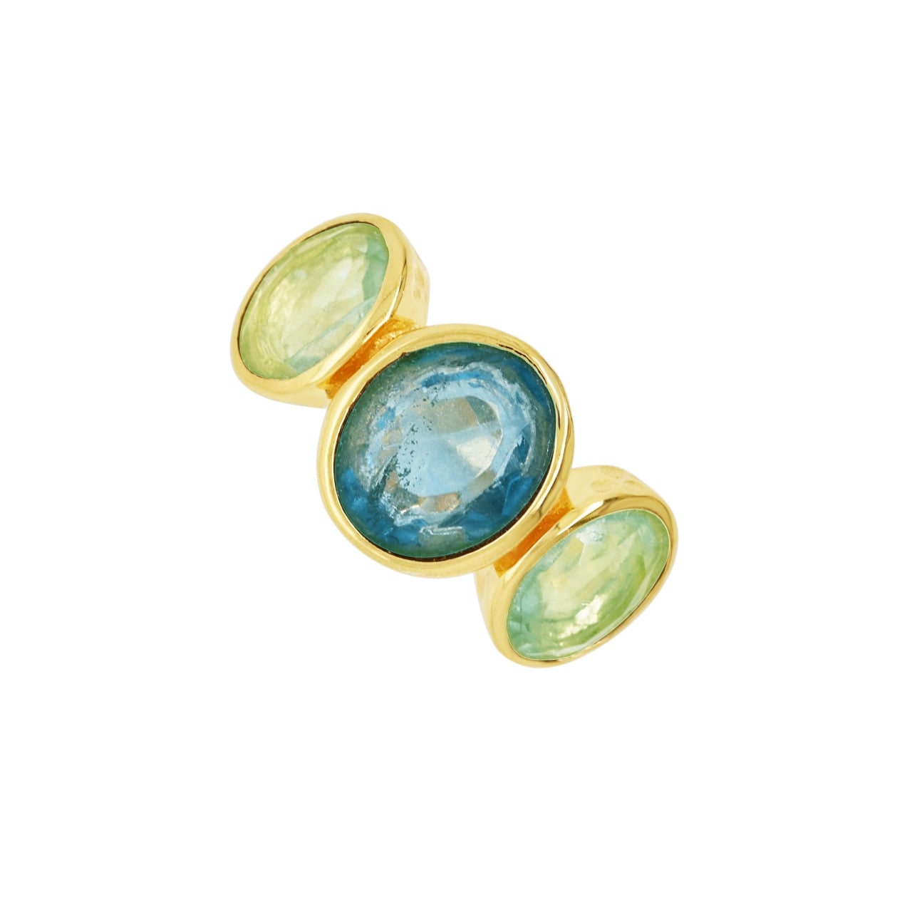 Gem Bazaar Jewellery Women's Gold / Green / Blue Riviera Ring In Multi
