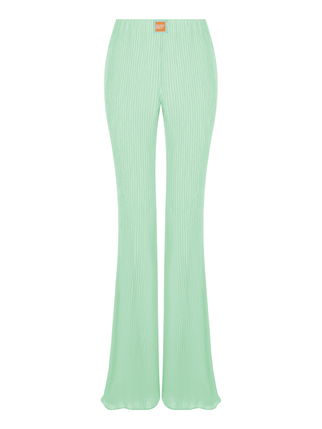 Buy Women Mint Green Scuba Front Button High Waist Pants Online At