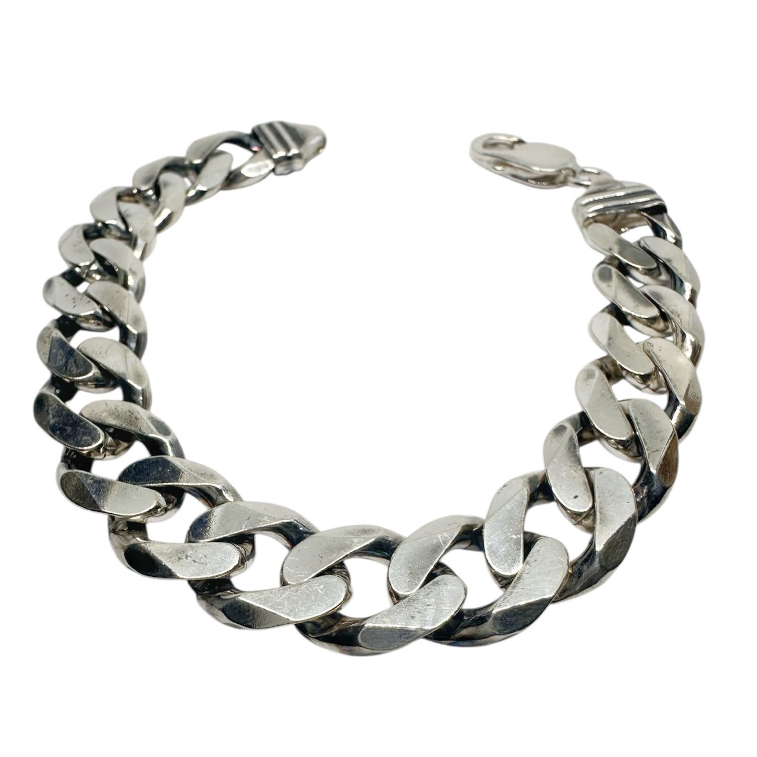 Men's Heavy Curb Chain Bracelet In Sterling Silver | Tg-Jewelry By