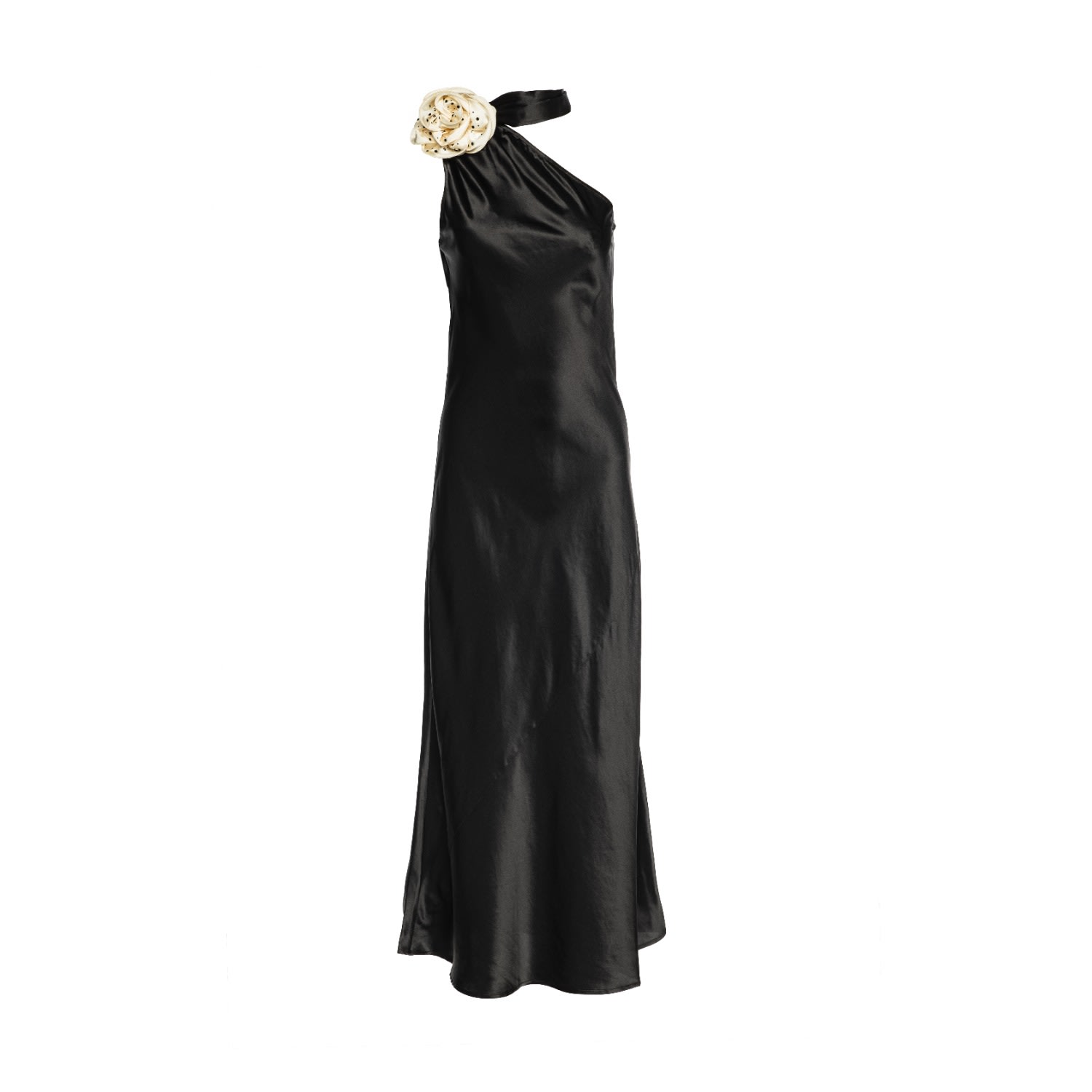 Women’s Black Portia Asymmetric Maxi Dress Large Vasiliki Atelier