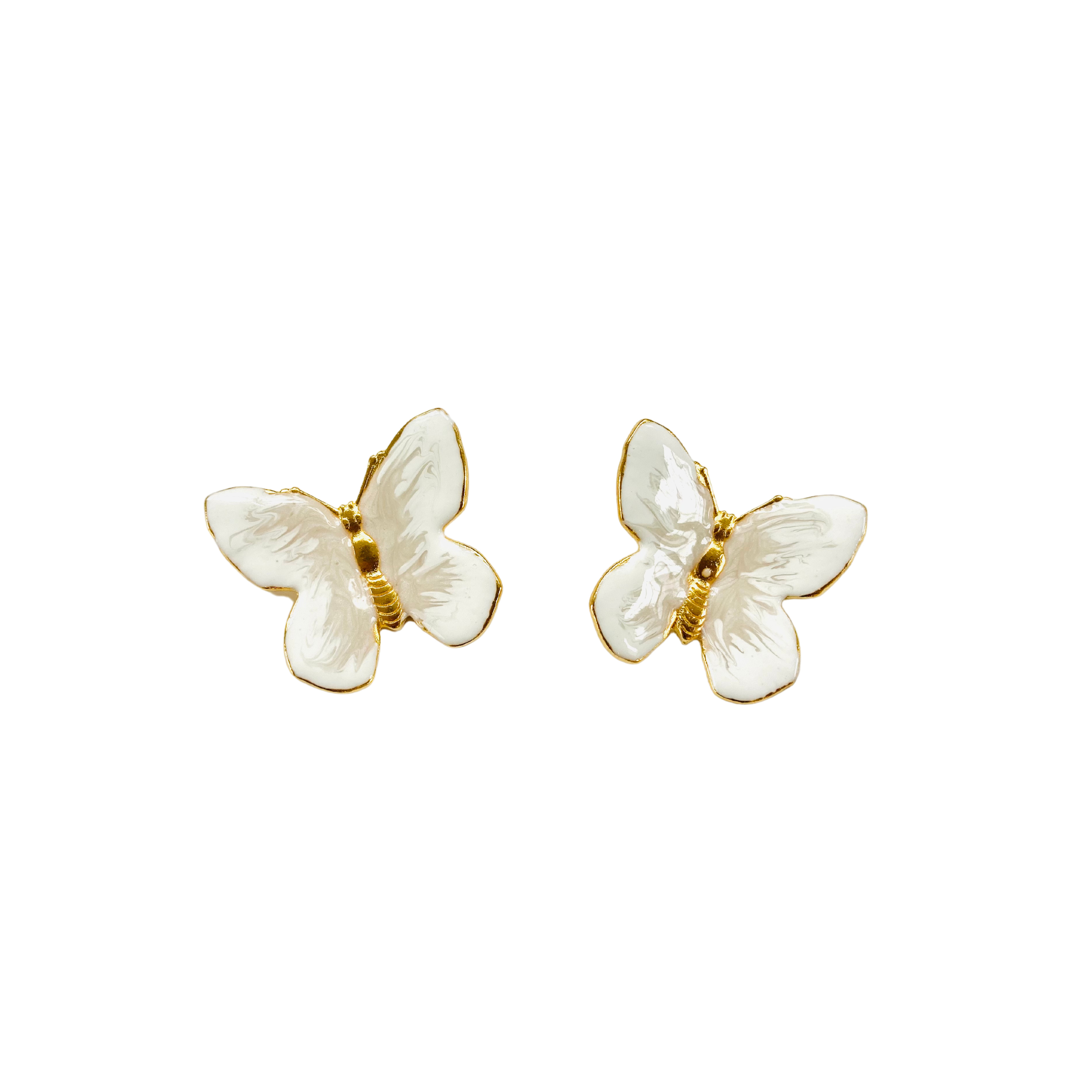 The Pink Reef Women's Small Glassine Butterfly In White & Pearl In Pattern