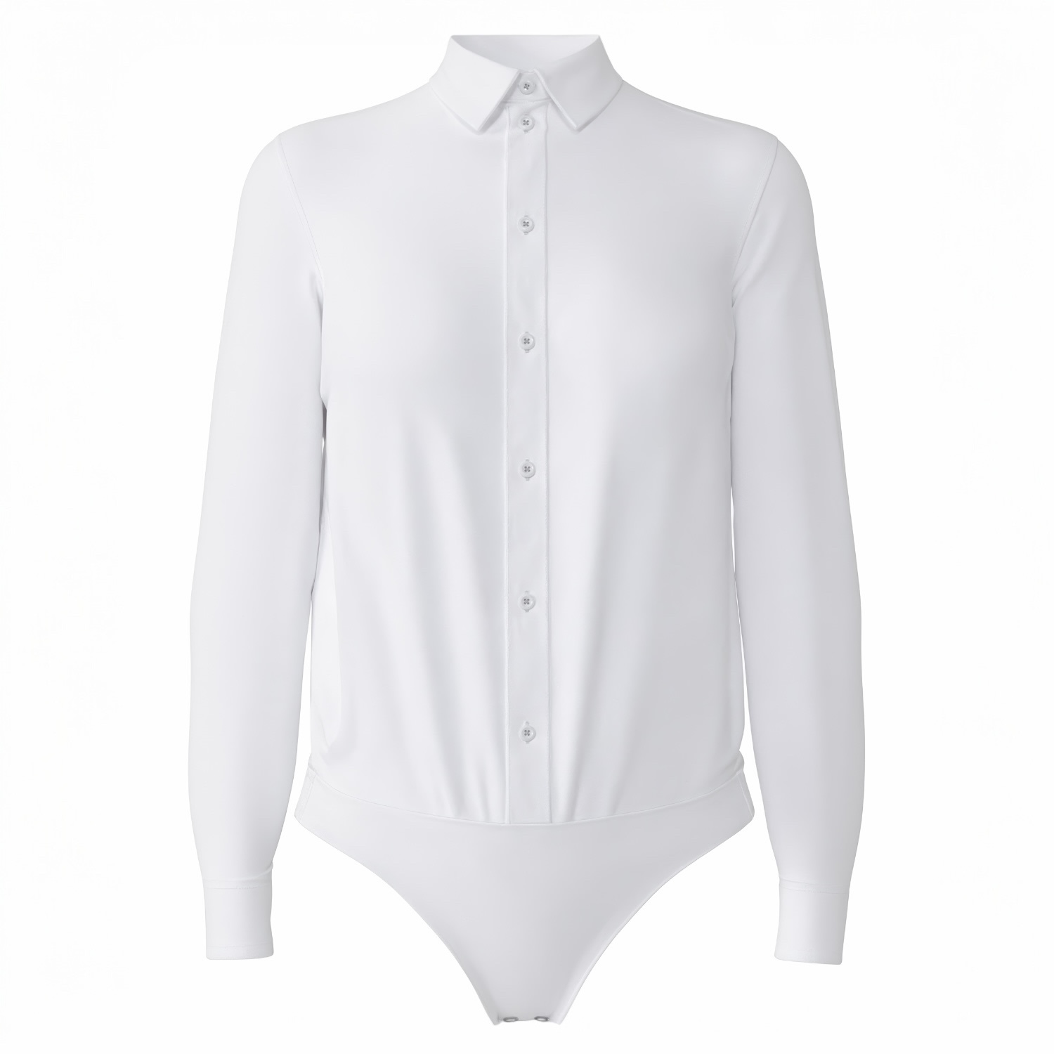 Jd.june Women's Non-iron Bodysuit For Bosses® In White Cotton Button Up - Classic Fit In White