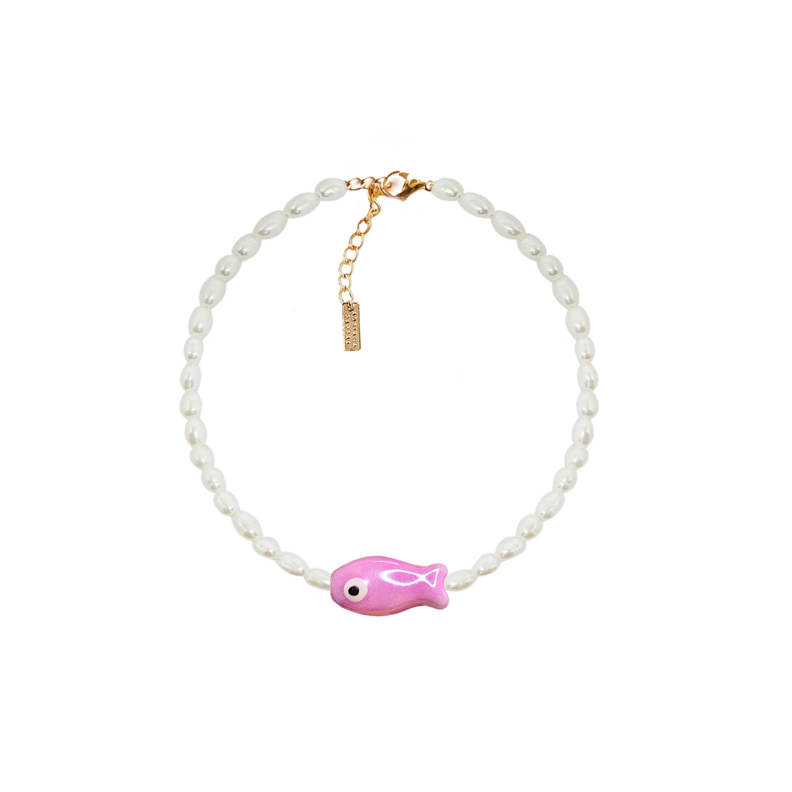 Adriana Pappas Designs Women's Pink / Purple Fishy Pearls Anklet - Pink In Gold