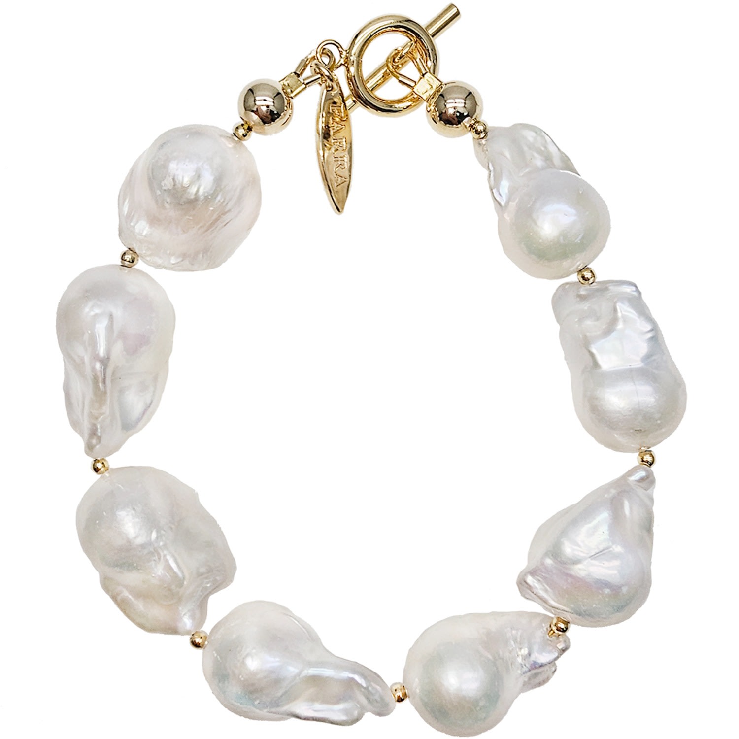 Farra Women's White Timeless Natural Baroque Pearls Bracelet