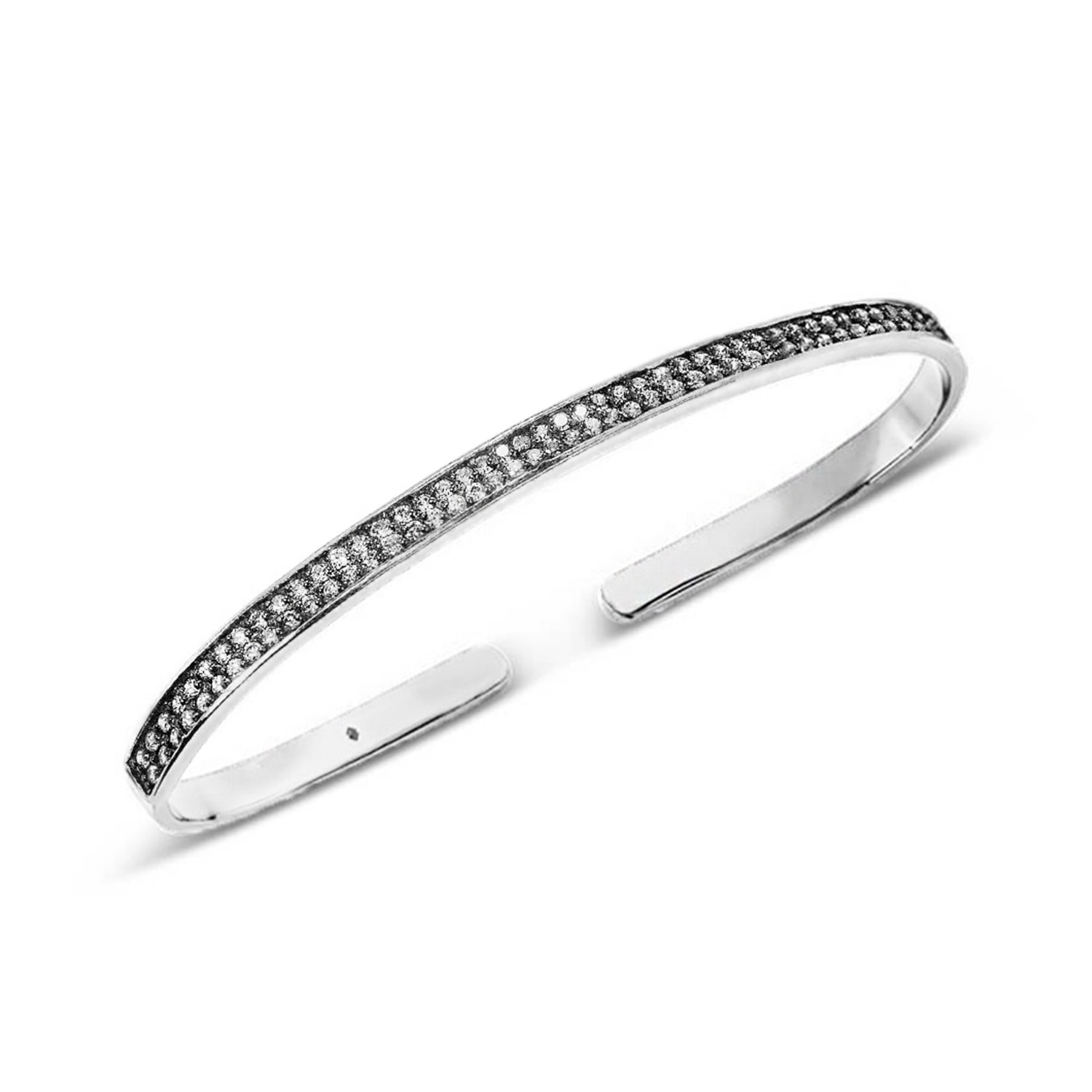 Sally Skoufis Women's Black / Silver Destiny Palm Cuff With Man Made Cz Diamond Stimulant In Platinum In Multi