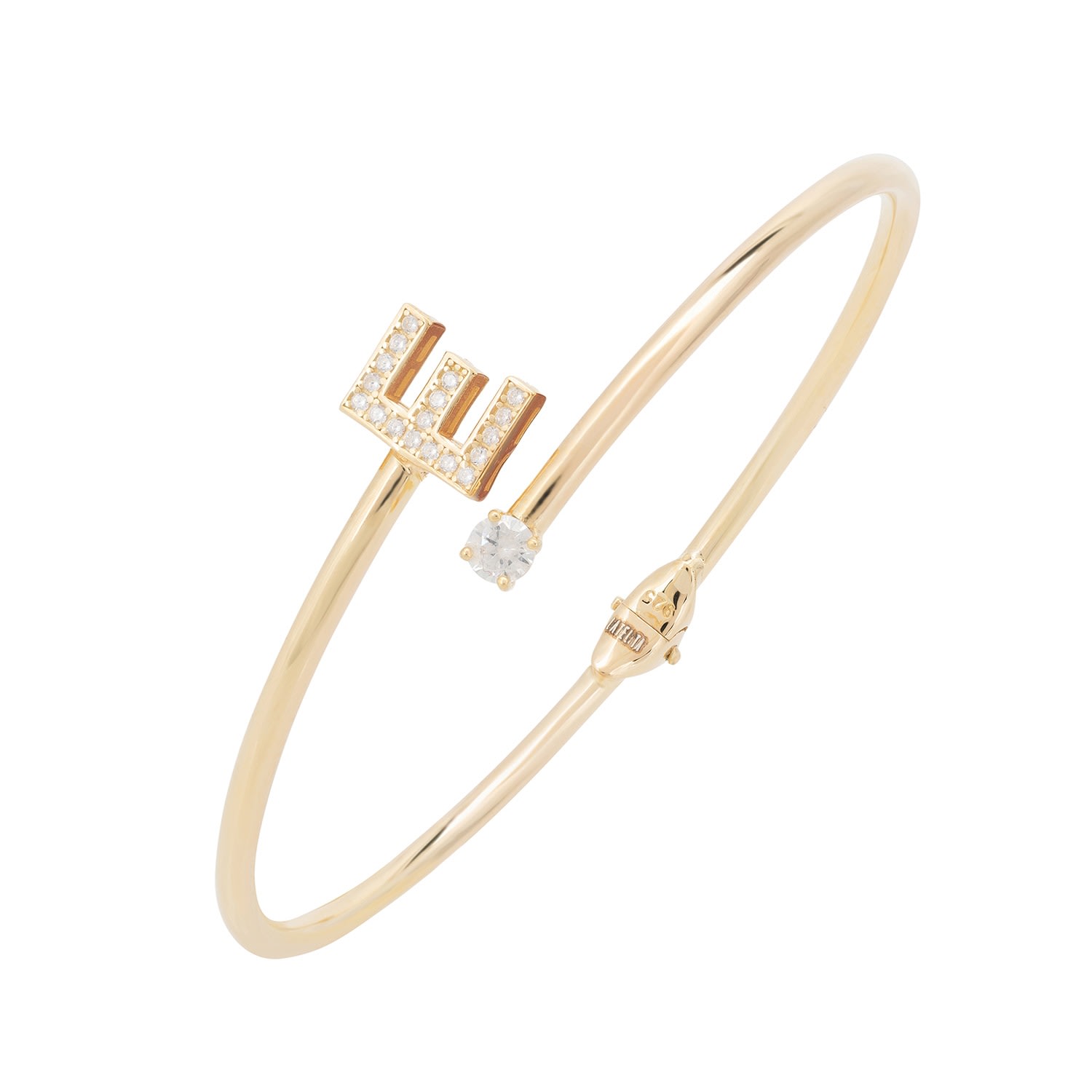 Latelita Women's Gold / White Initial Bangle Gold E In Gold