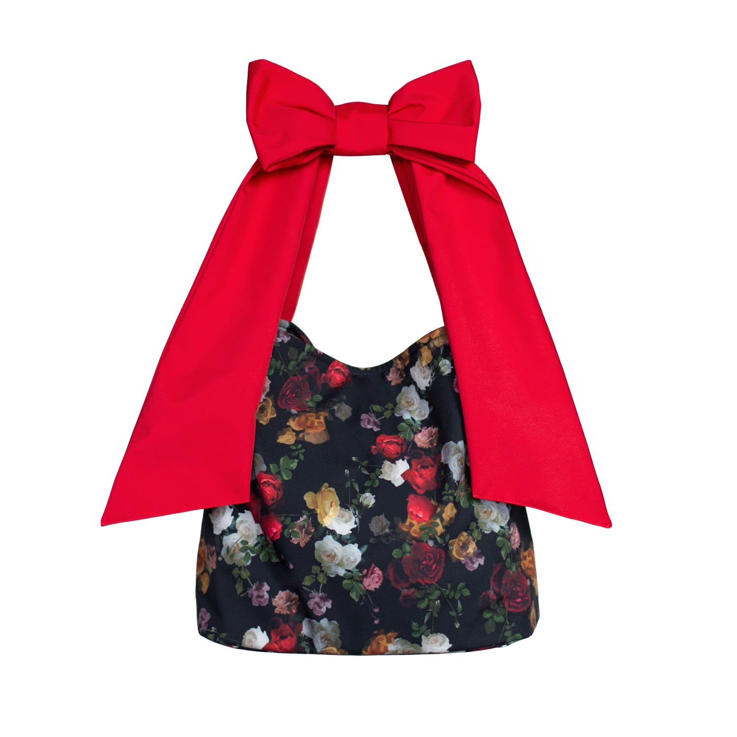 Rainsisters Women's Black / Red Darling Rose Bow Tote Bag