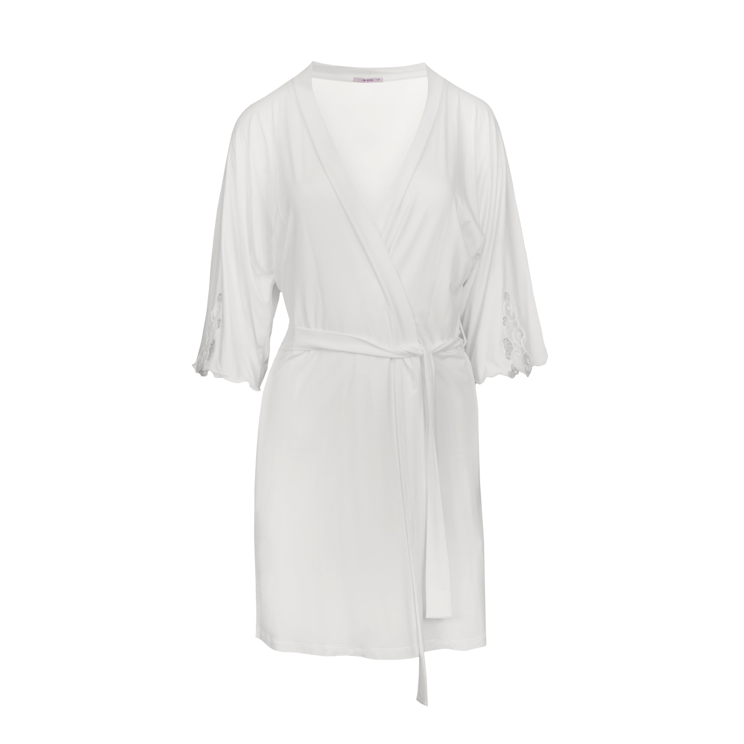 Women’s White Elegant Peignoir - Lightweight Viscose & Lace Datail L/Xl Oh!Zuza Night & Day