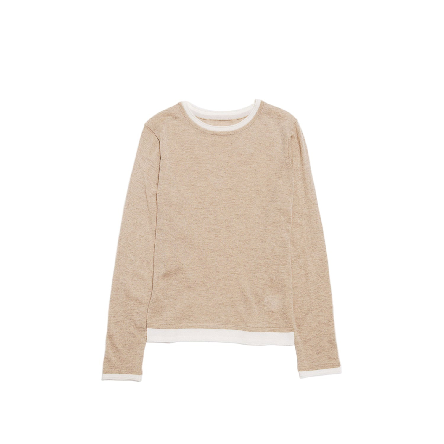 Mute By Jl Women's Neutrals Sora Two Tone Wool Blend Knit Top Oatmeal