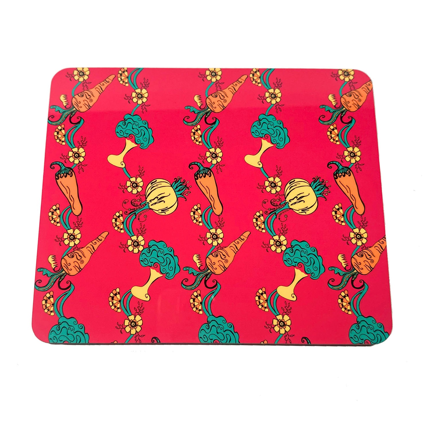 Laura B Interiors Red True Love= Vegetables Set Of Four Placemats In Red