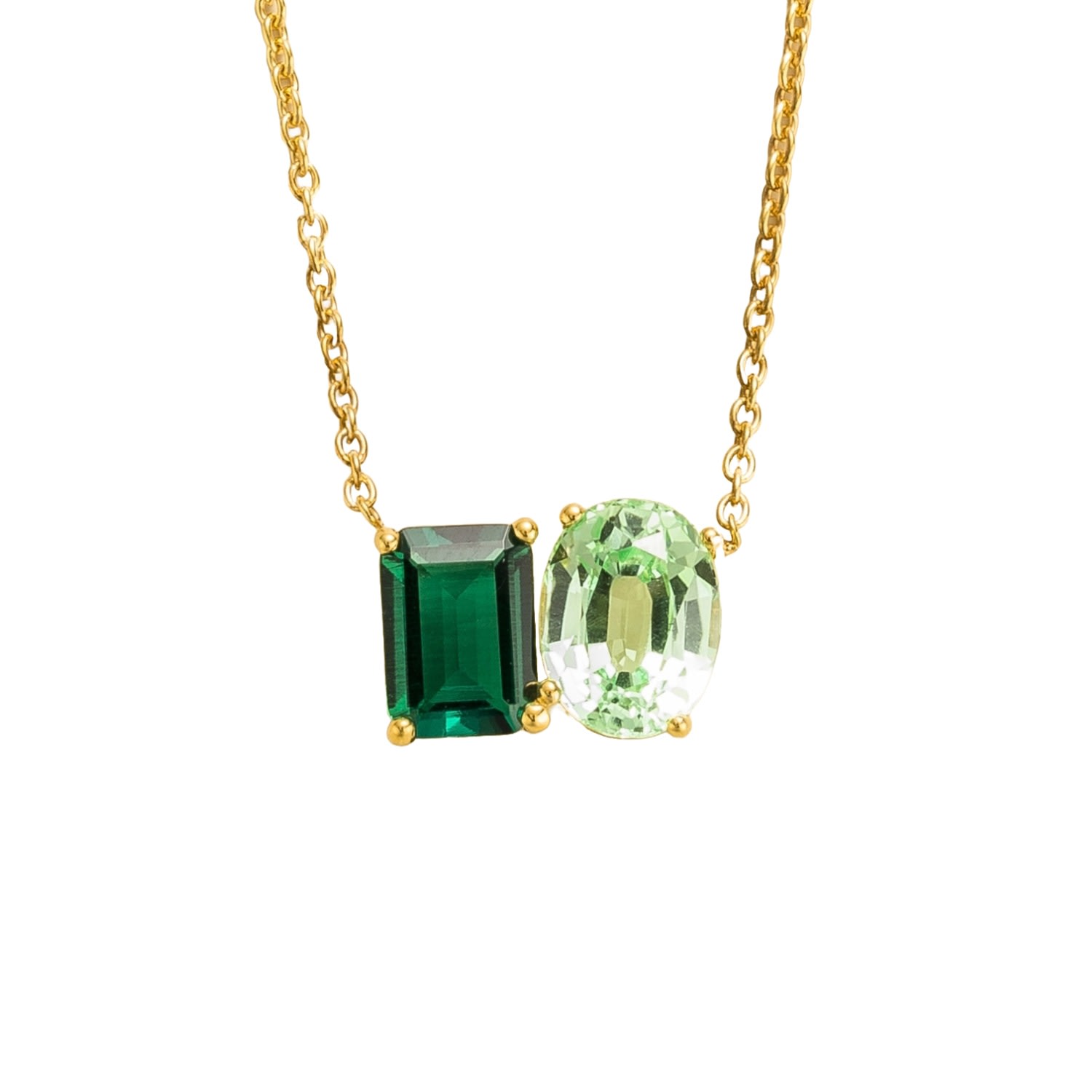 Juvetti Women's Green / Gold Buchon Gold Necklace Set With Emerald & Green Sapphire In Multi