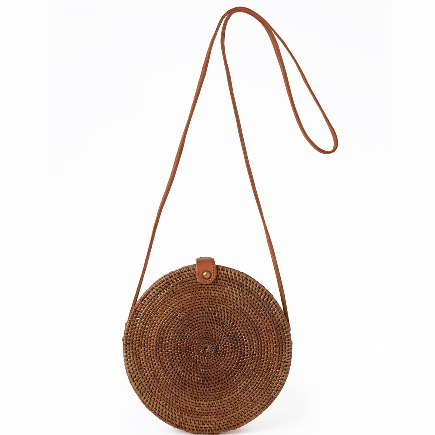 round woven handbag