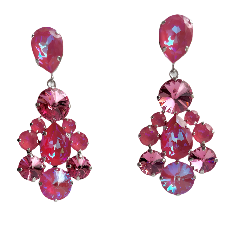 Laura Gray Women's Pink / Purple Barbie Pink Crystal Post Earrings