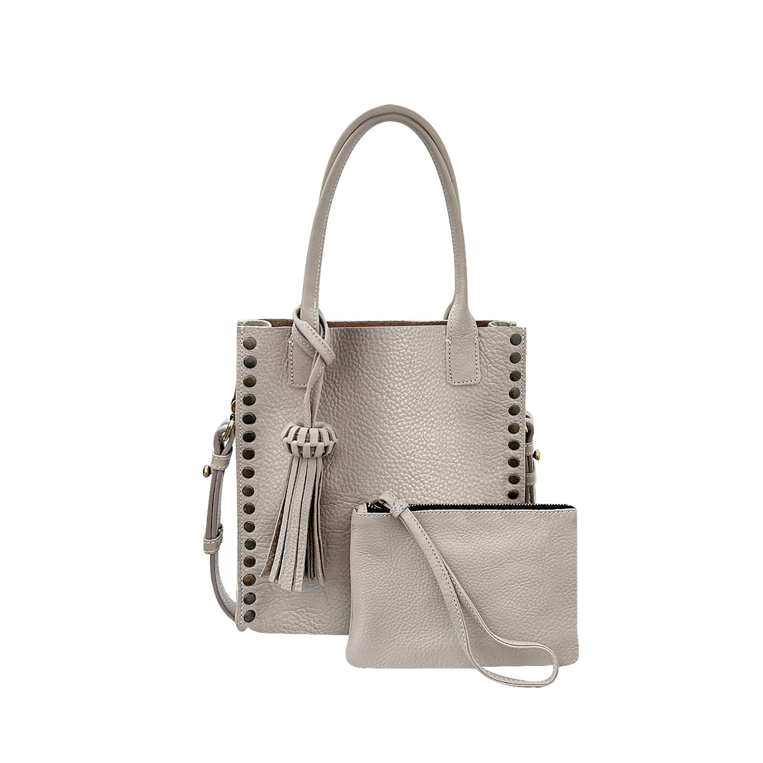 Women’s Grey Mini Tzeltal Gray Taupe Unlined Top Handle Bag With Extra Strap & Pouch Bixi Awotan