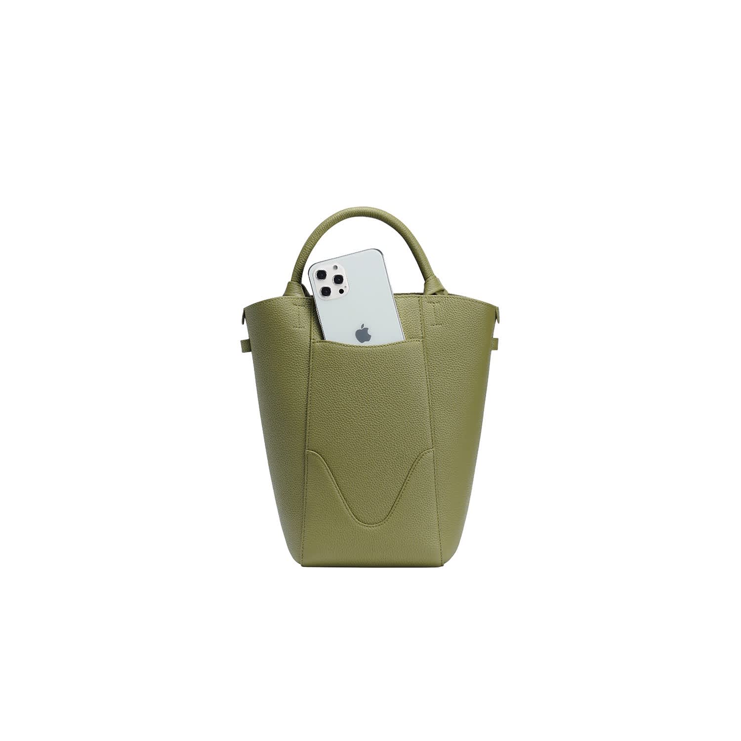 Mini Marina Bucket Olive, Designer Bucket Bag, OLEADA