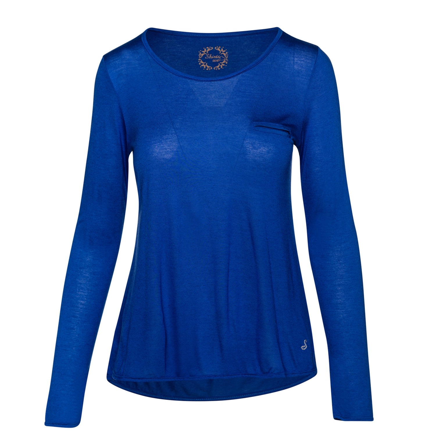 Women’s Blue Micromodal Cashmere Long Sleeve Pocket Detail Top Large Conquista