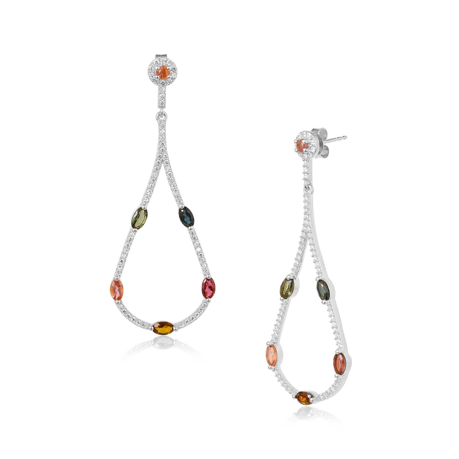 Moon London Women's Eve Mixed Tourmaline Sterling Silver Earrings In Silver