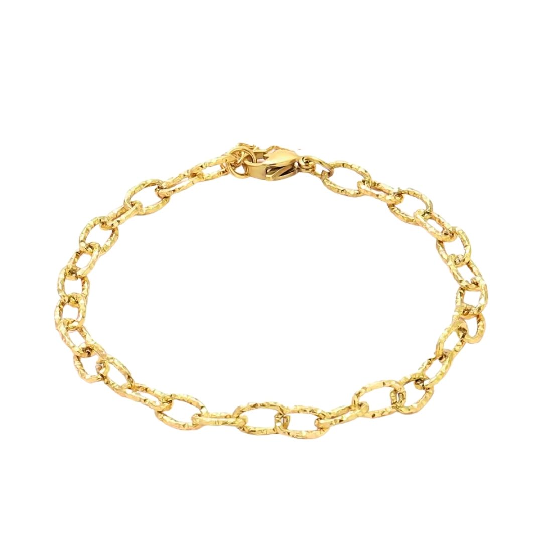 Nazzar Women's Hammered Gold Link Chain Bracelet