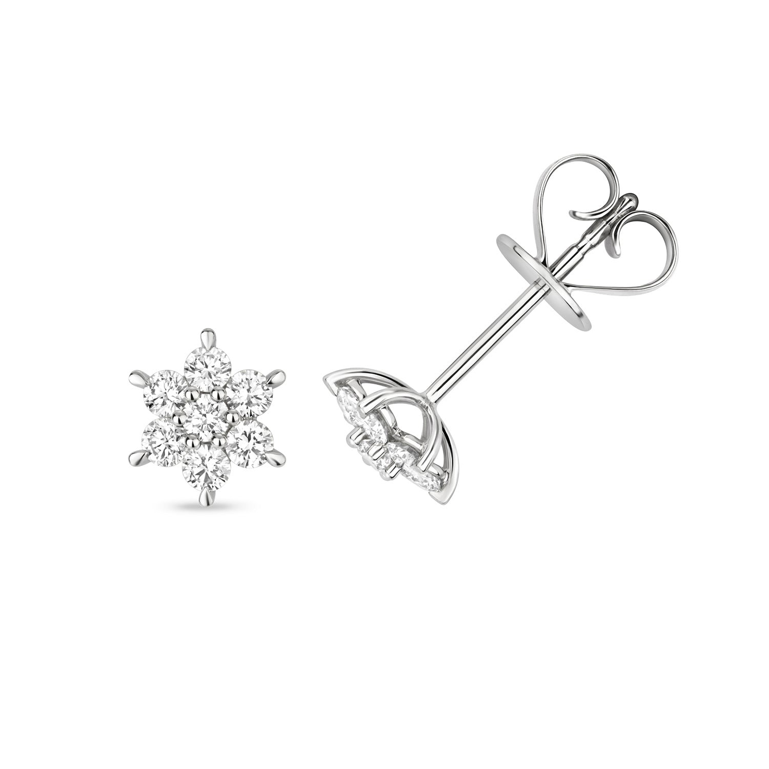 Cervin Blanc Women's Diamond Cluster Studs In  White Gold In White